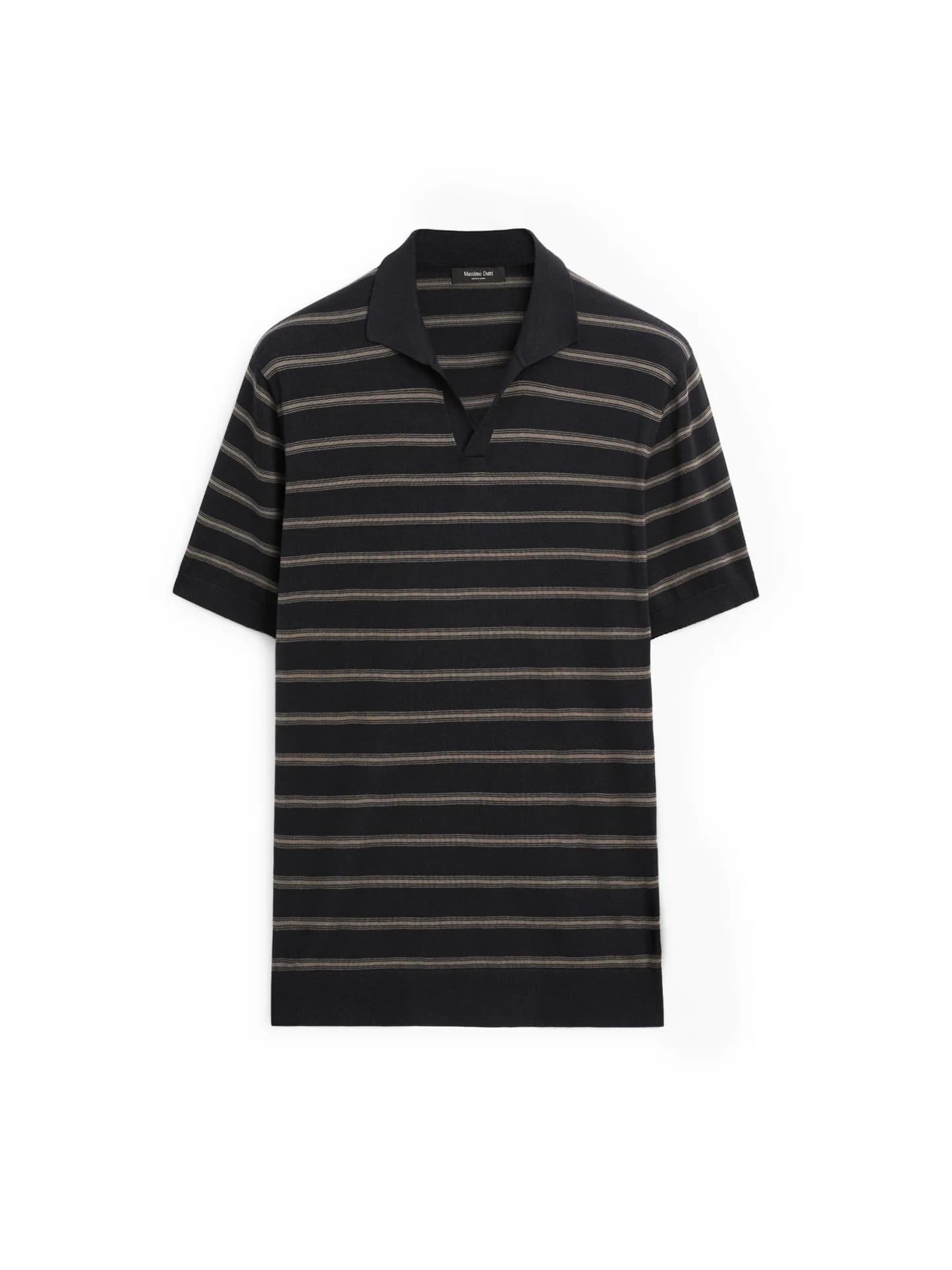 Полосатый вязаный свитер-поло контрастных цветов - фото 4