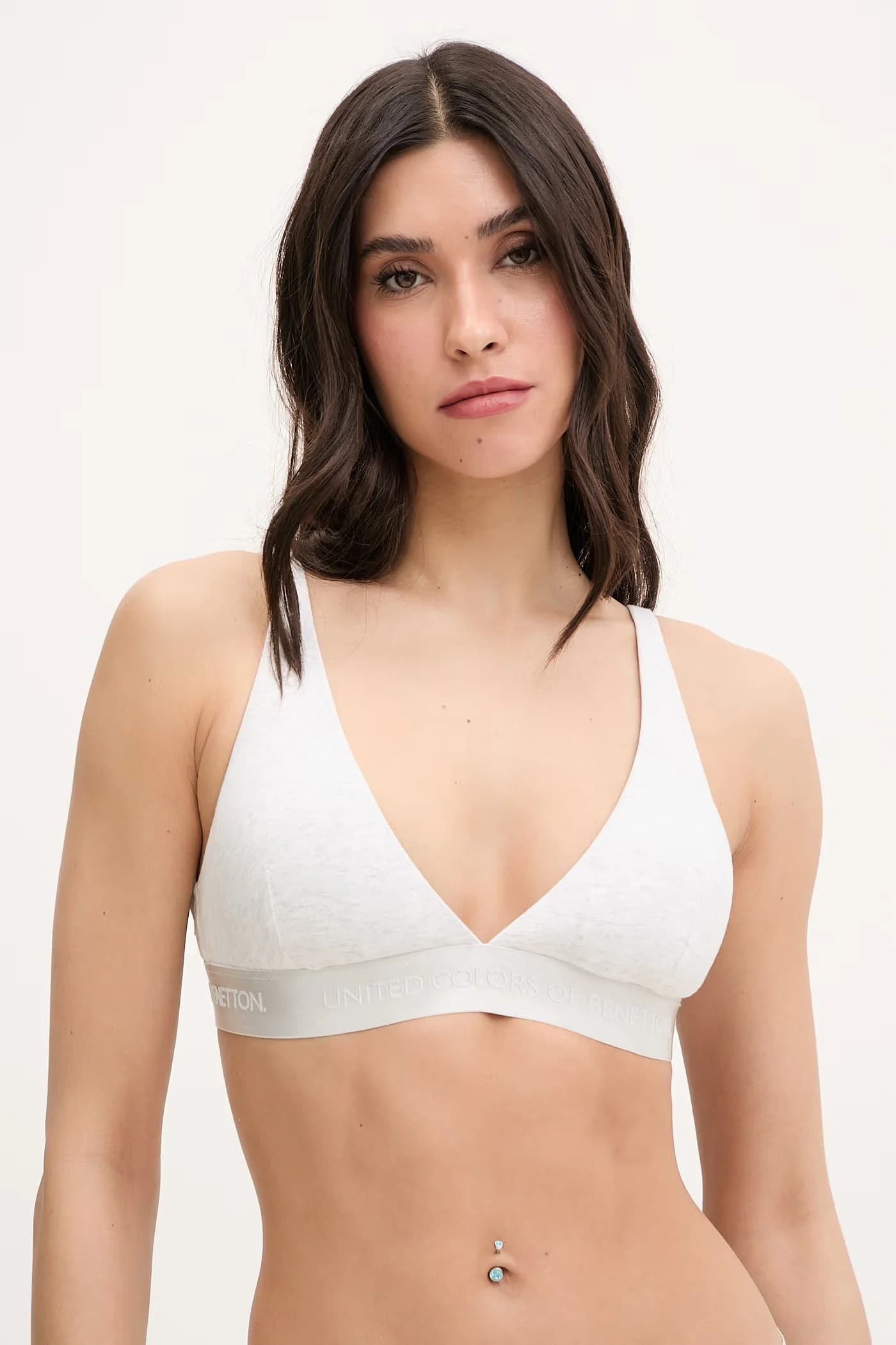 Хлопковый бюстгальтер с глубоким вырезом и эластаном