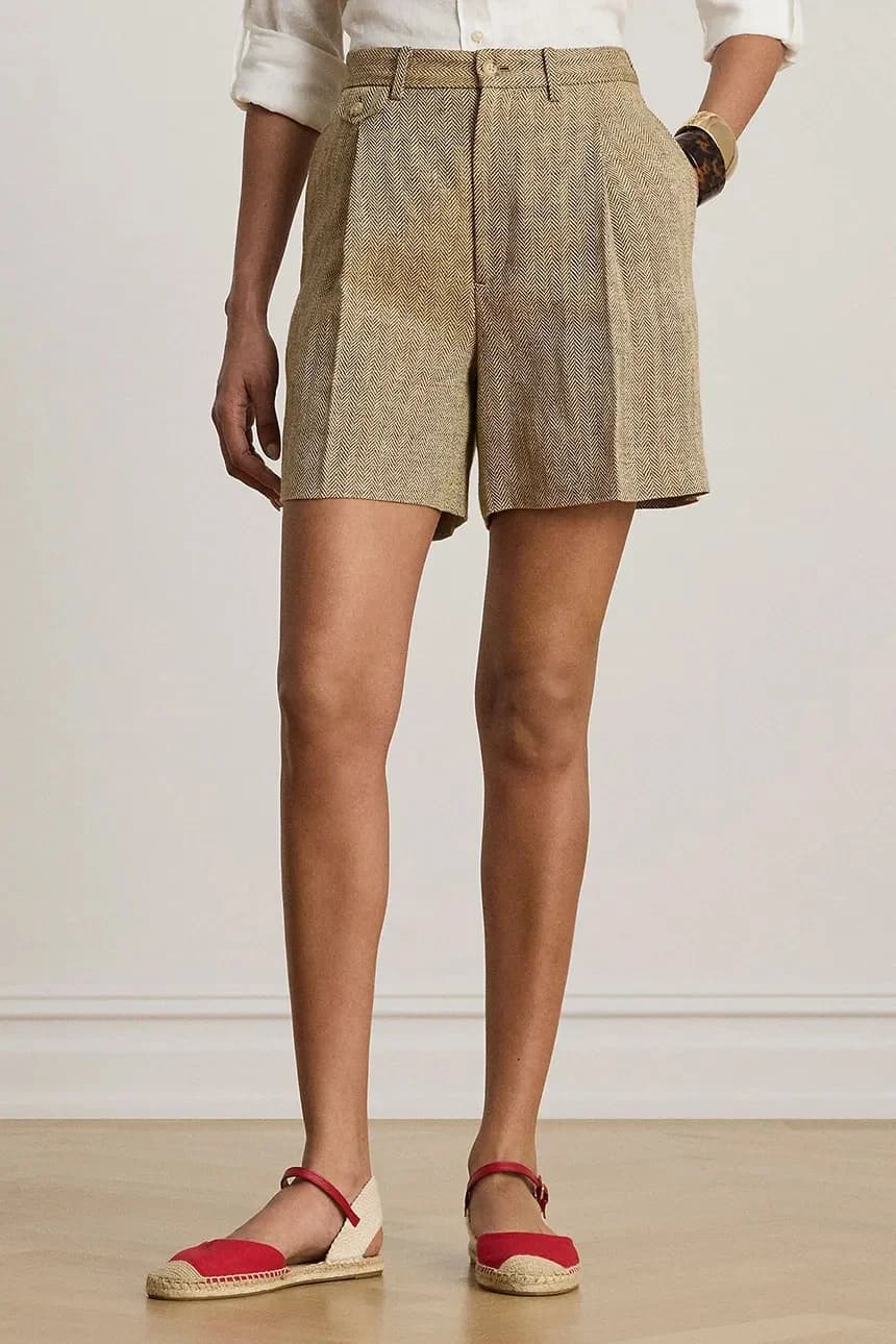 Элегантные женские льняные шорты