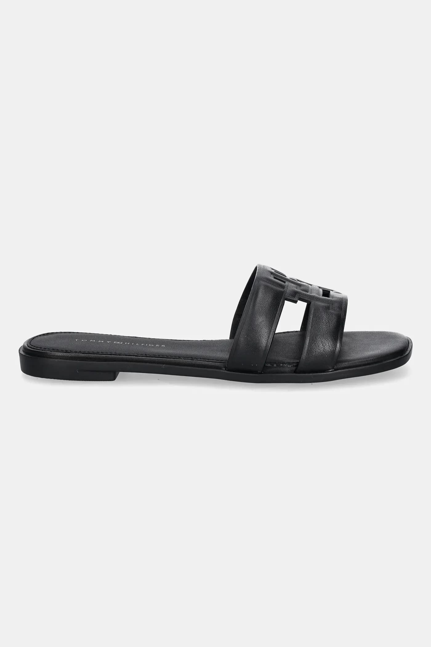Женские кожаные шлепанцы на плоской подошве TH LOGO STRAP MULE - фото 2