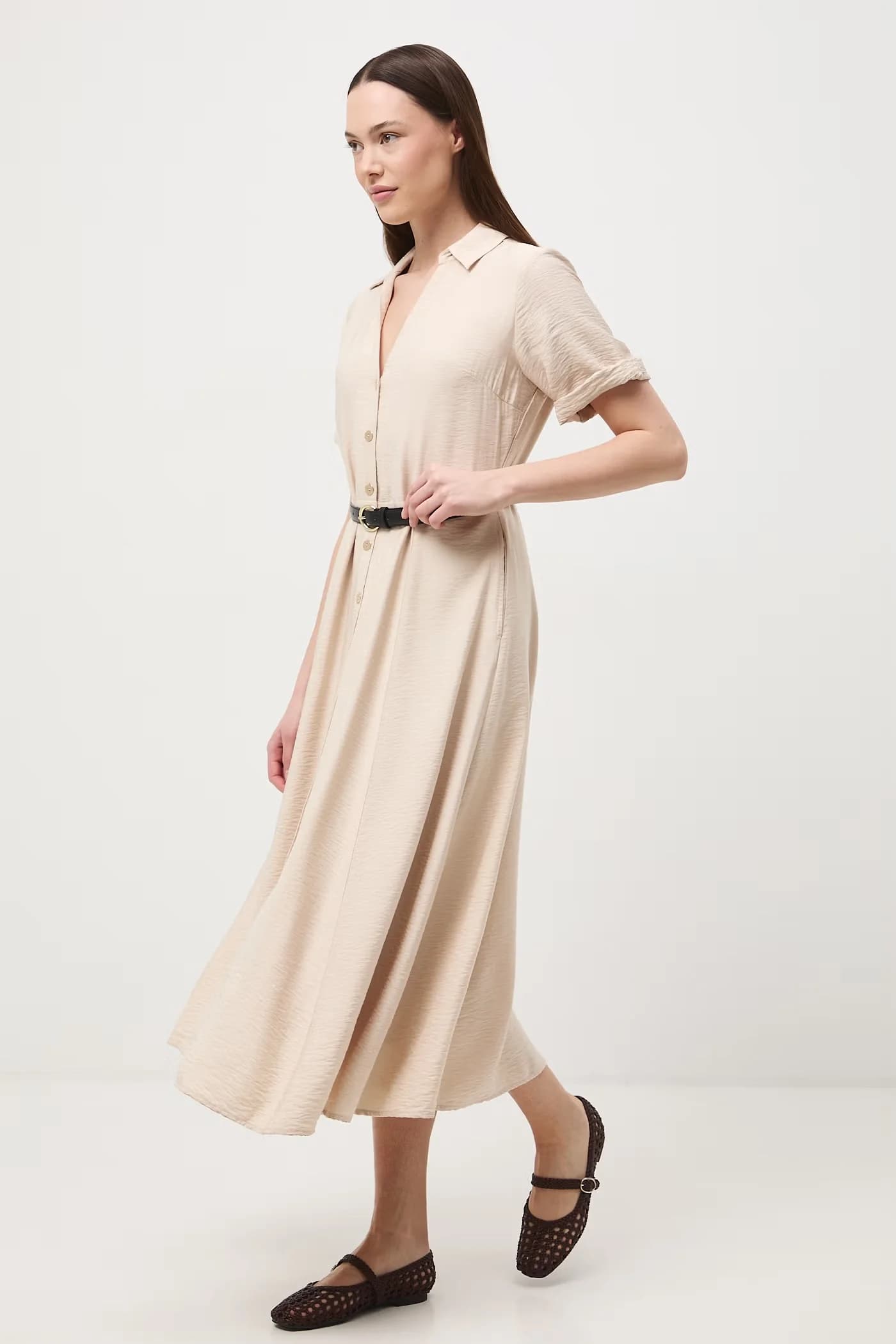 Расклешенное платье с вискозой