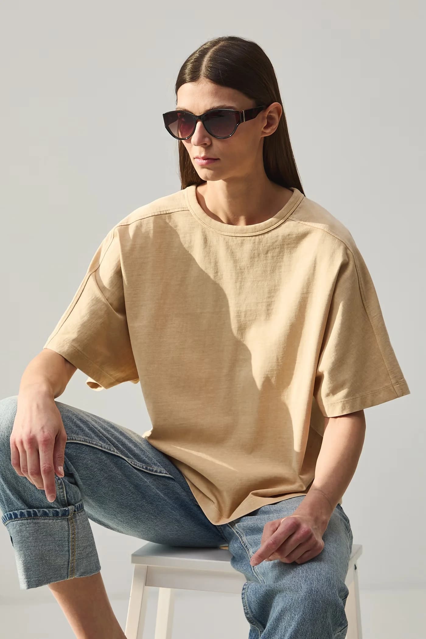 Женская хлопковая футболка оверсайз