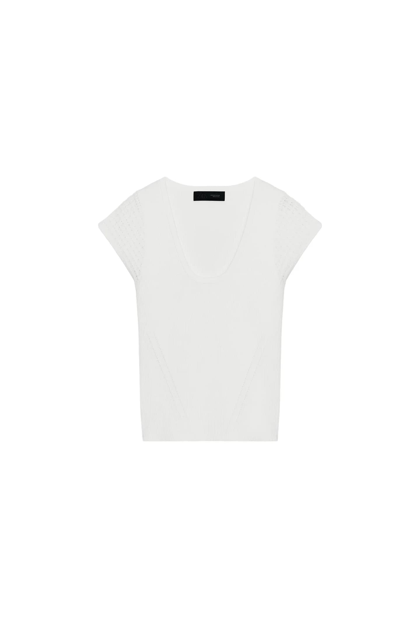 ТРИКОТАЖНЫЙ ТОП С СОЕДИНЕННЫМИ РУКАВАМИ - фото 3