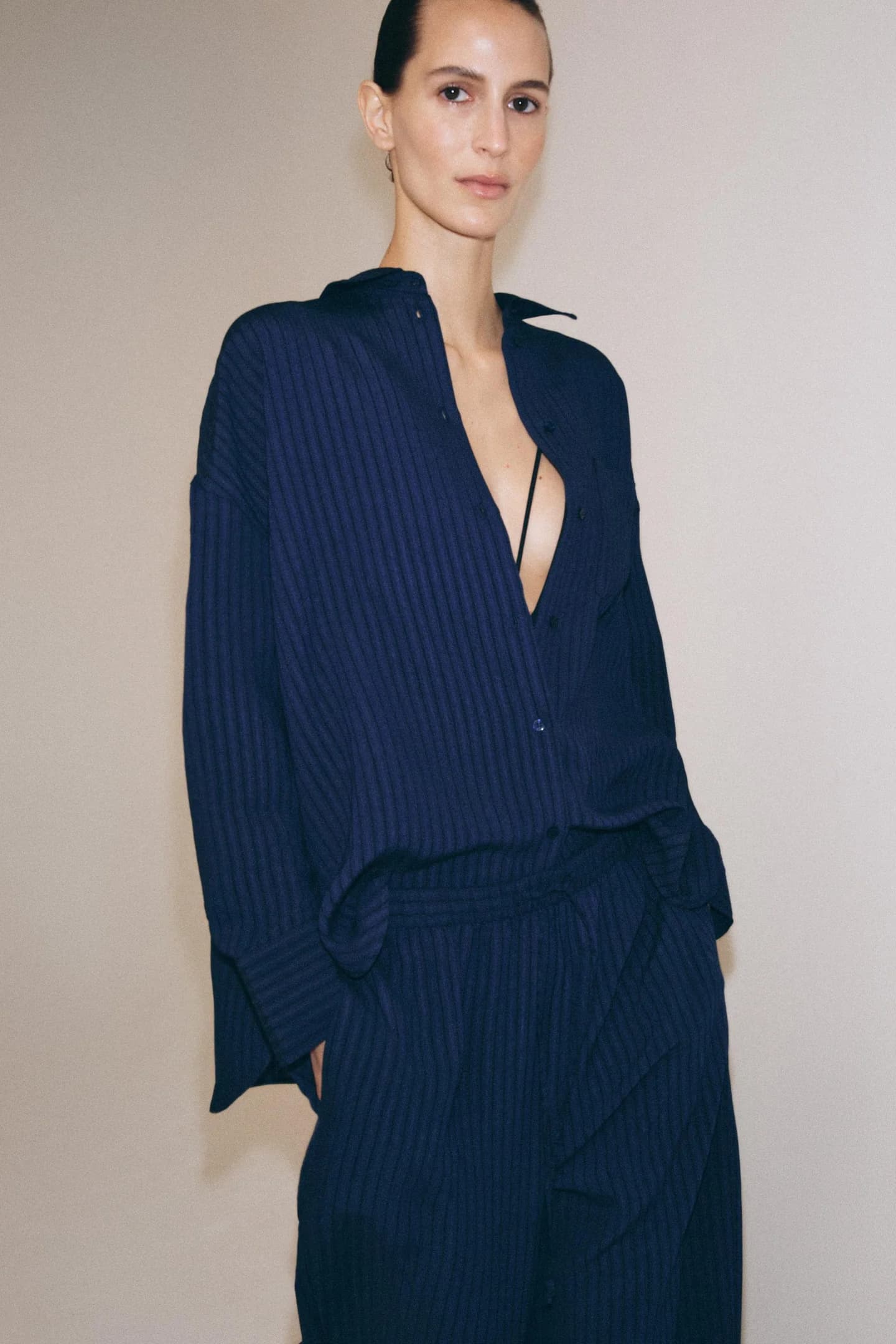 РУБАШКА В ЖАККАРДОВЫЕ ПОЛОСКИ ИЗ КОЛЛЕКЦИИ ZW