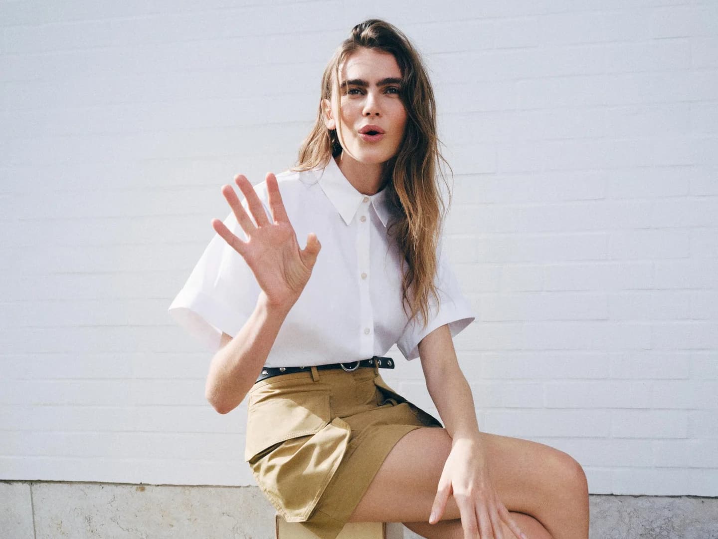 МИНИ-ЮБКА-КАРГО С ПОЯСОМ