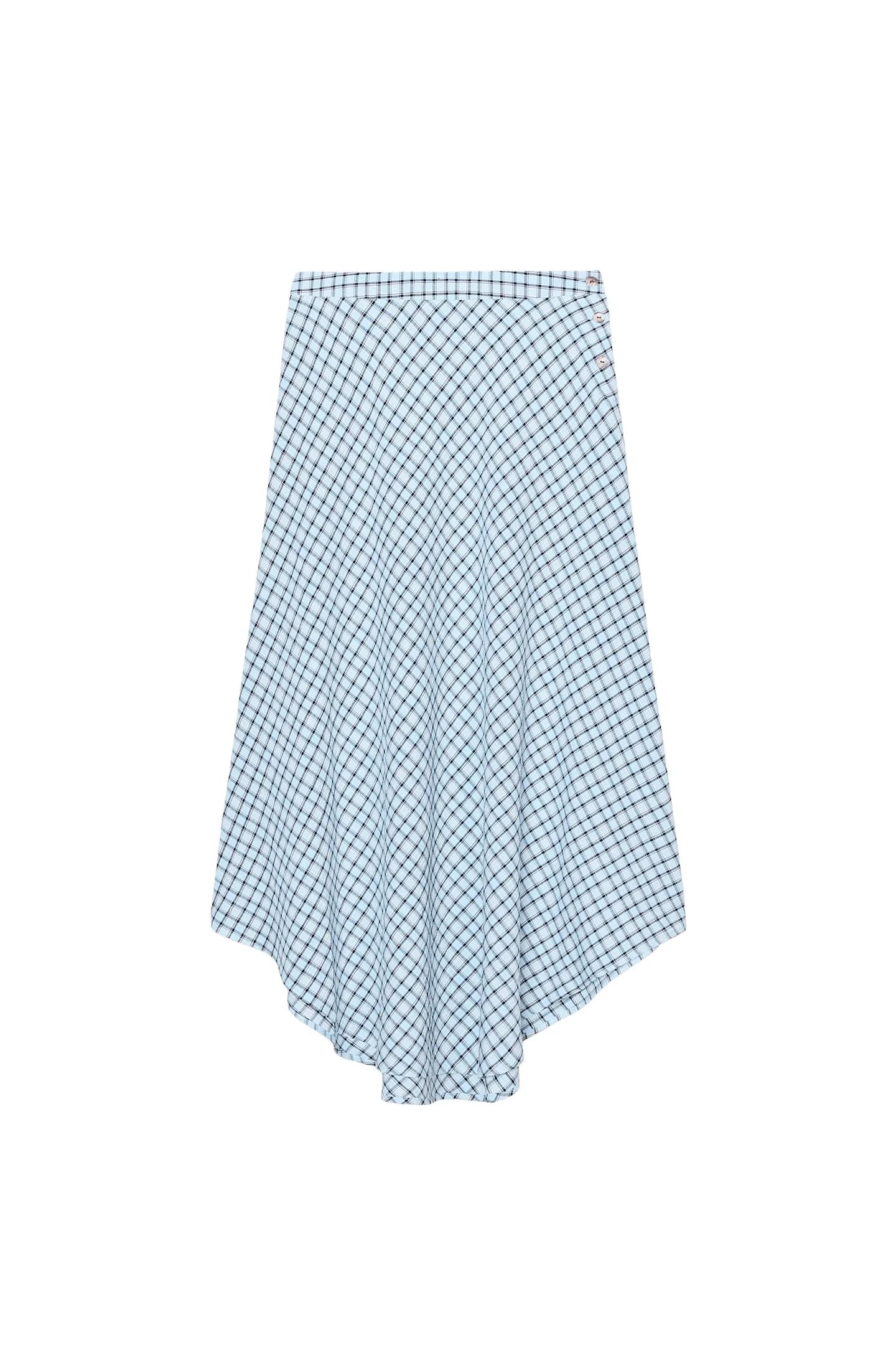 АСИММЕТРИЧНАЯ ЮБКА МИДИ В КЛЕТКУ - фото 3