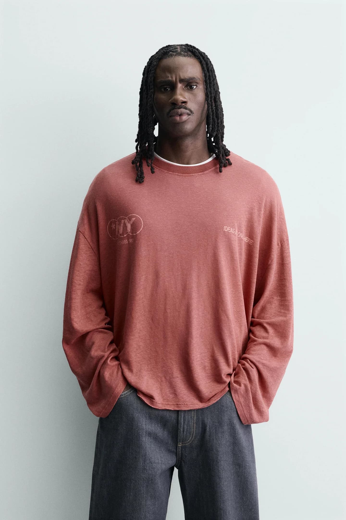 ФУТБОЛКА ИЗ ЛЬНА И ХЛОПКА С ПРИНТАМИ - фото 2