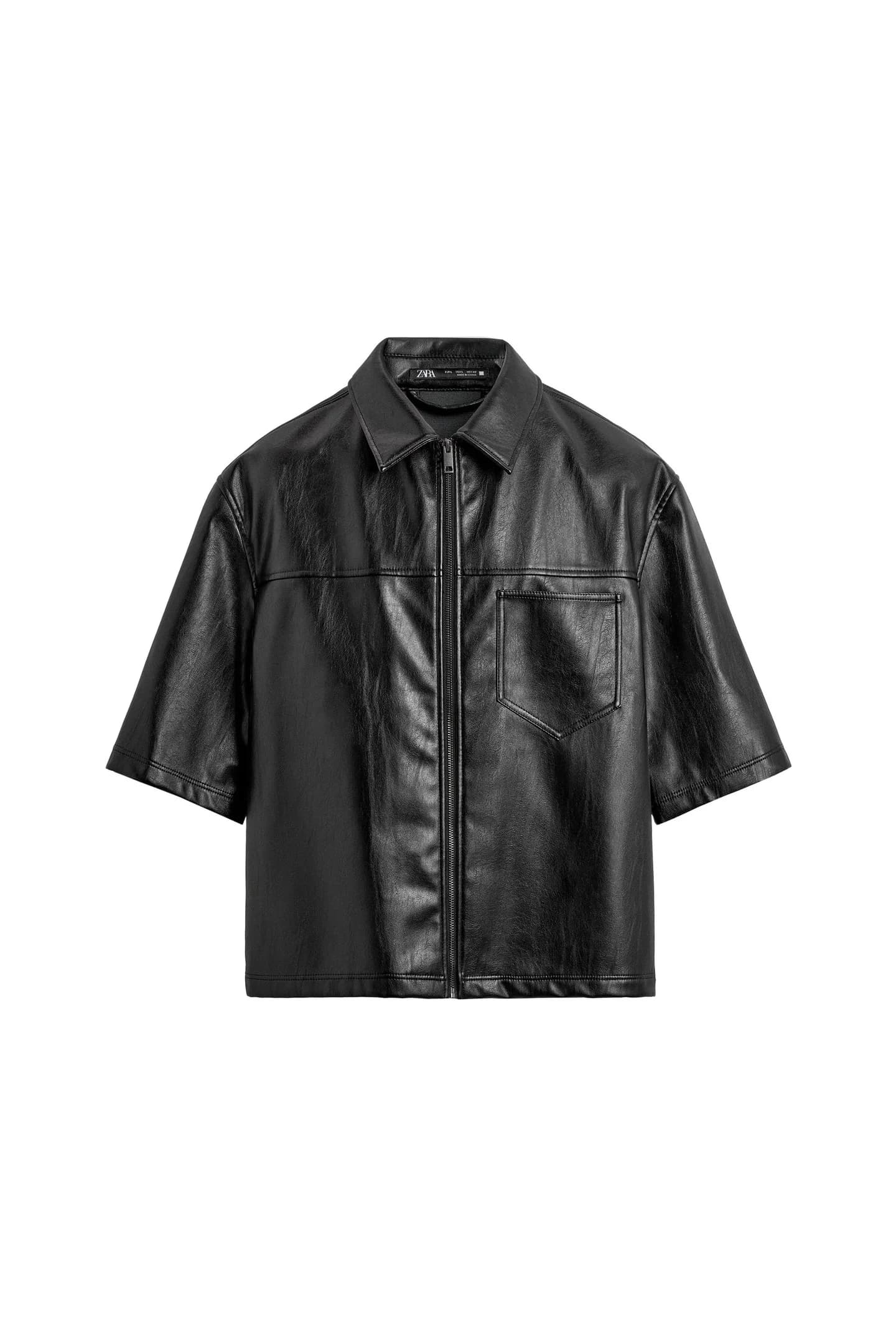 КУРТКА-РУБАШКА СВОБОДНОГО КРАЯ ИЗ ИСКУССТВЕННОЙ КОЖИ - фото 3