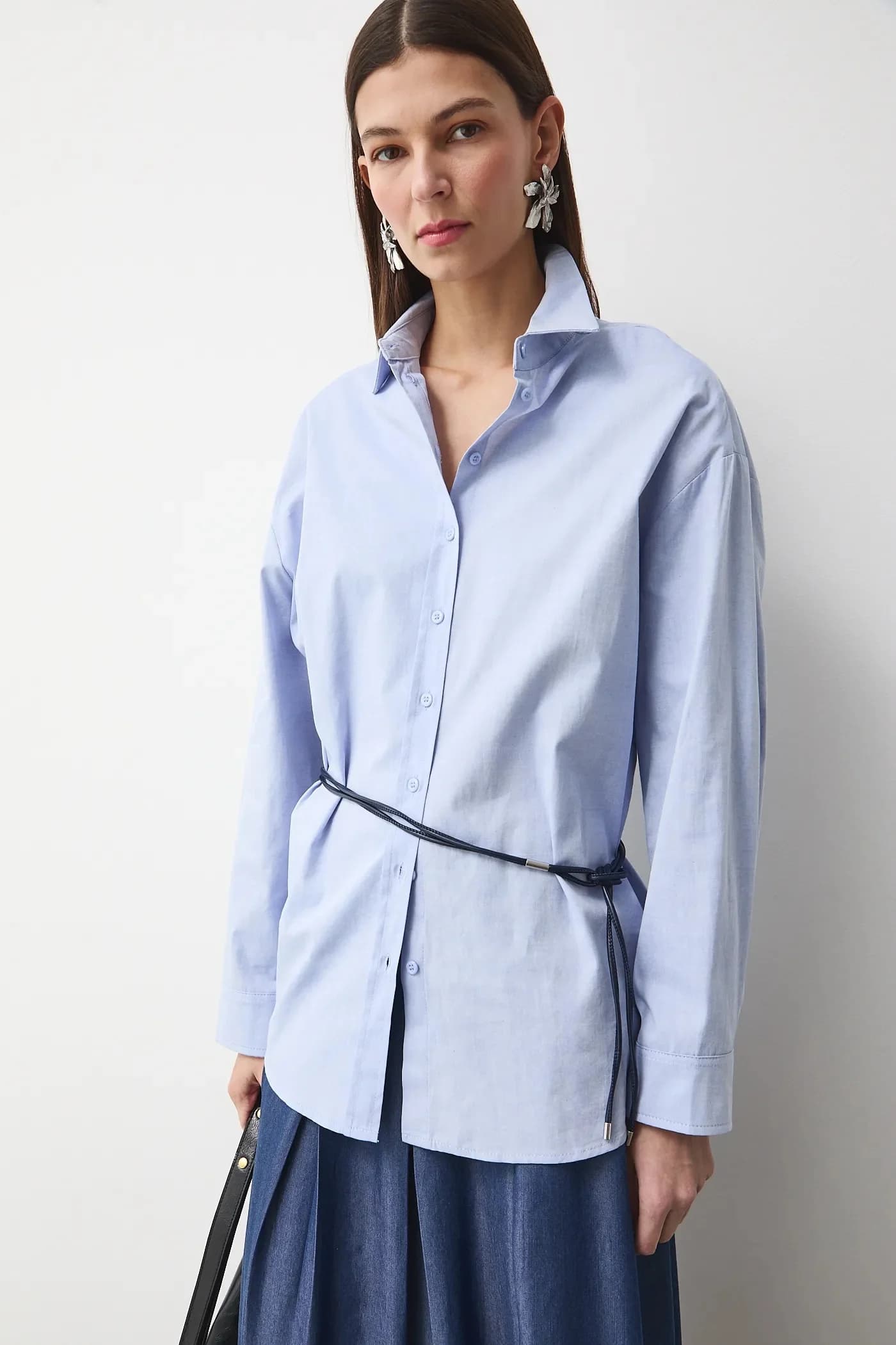 Женская хлопковая рубашка-оксфорд