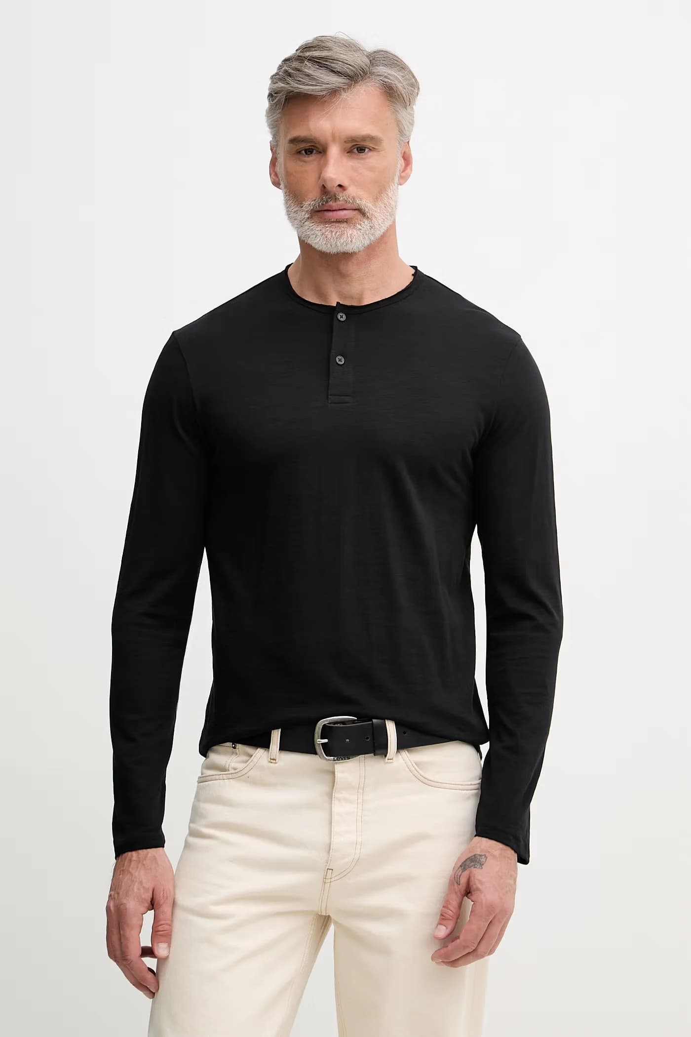 Мужская хлопковая рубашка с длинным рукавом