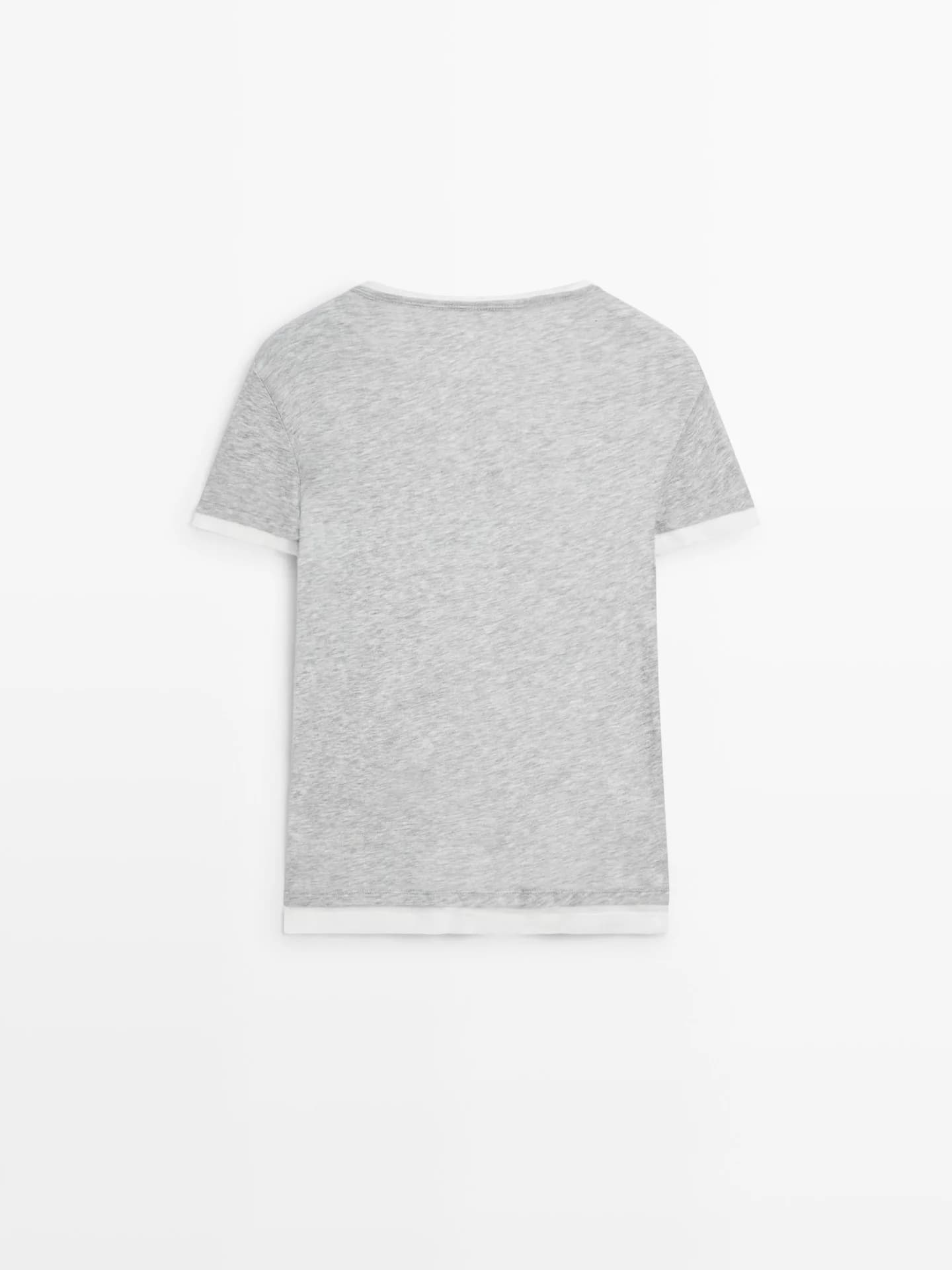 Футболка с короткими рукавами и двойной отделкой - фото 8