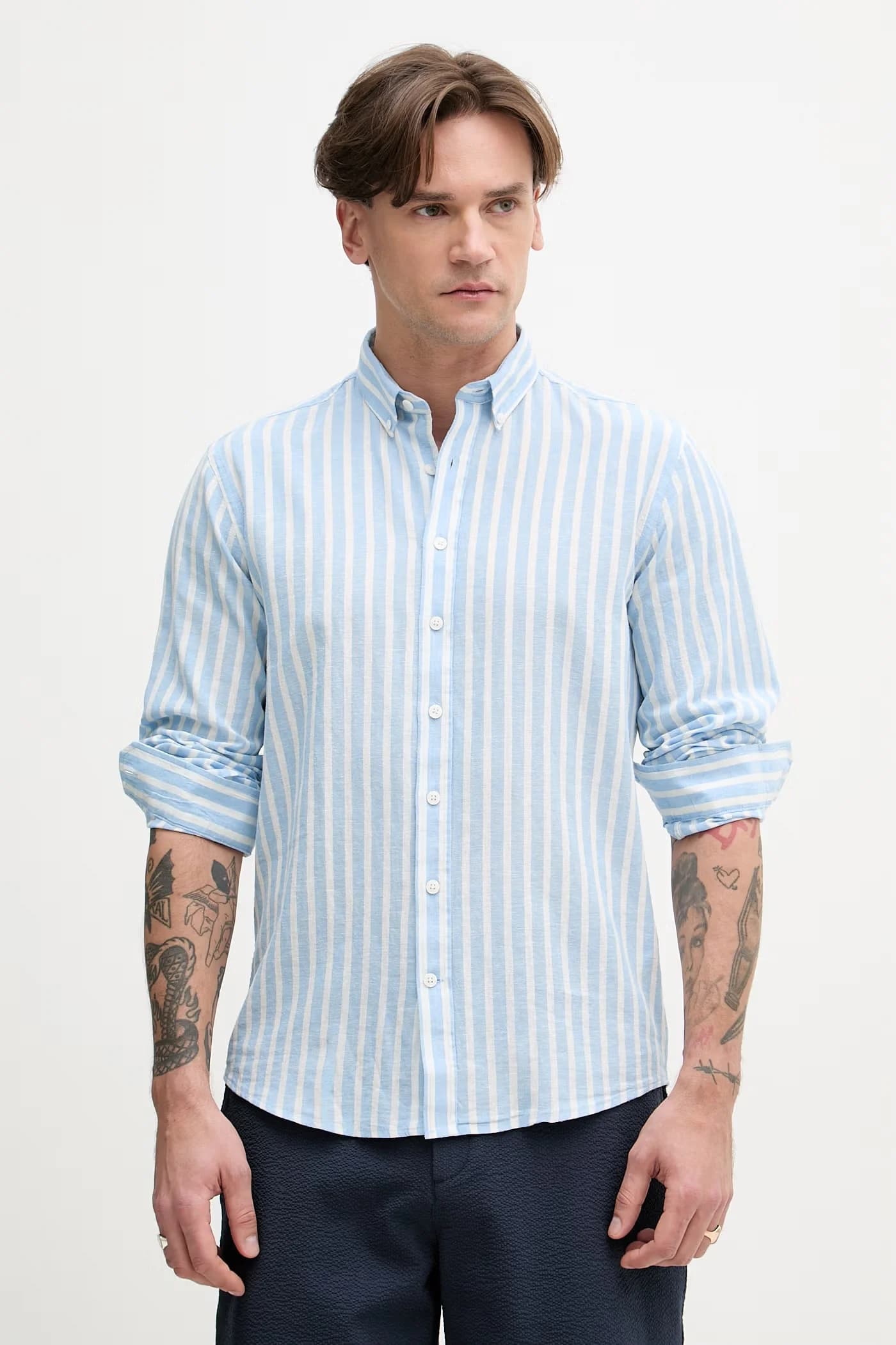 Мужская льняная рубашка