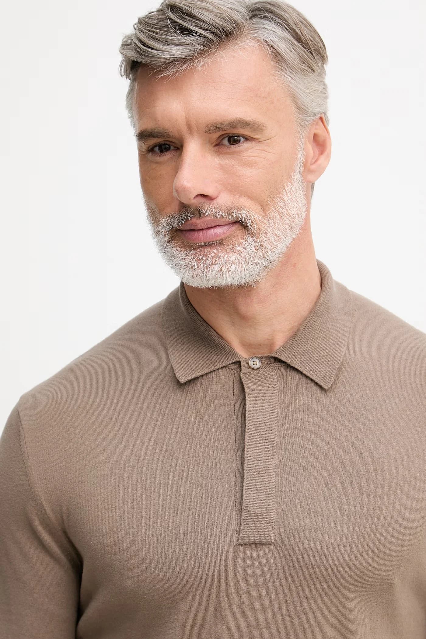 Мужской хлопковый свитер коричневый для мужчин - фото 3