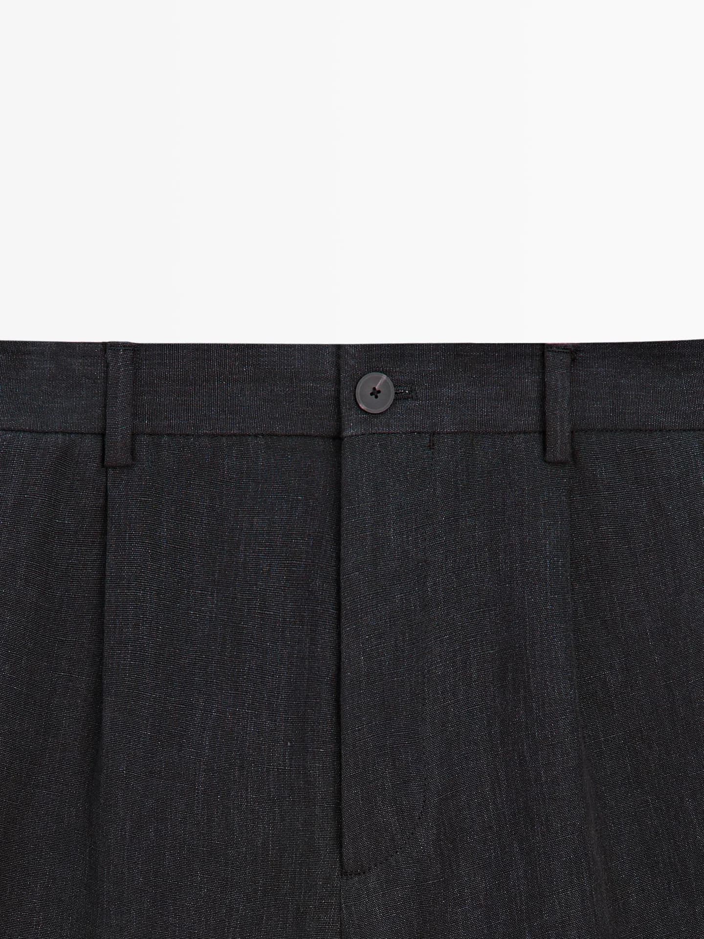 Брюки со складками Total в льняном стиле - фото 2