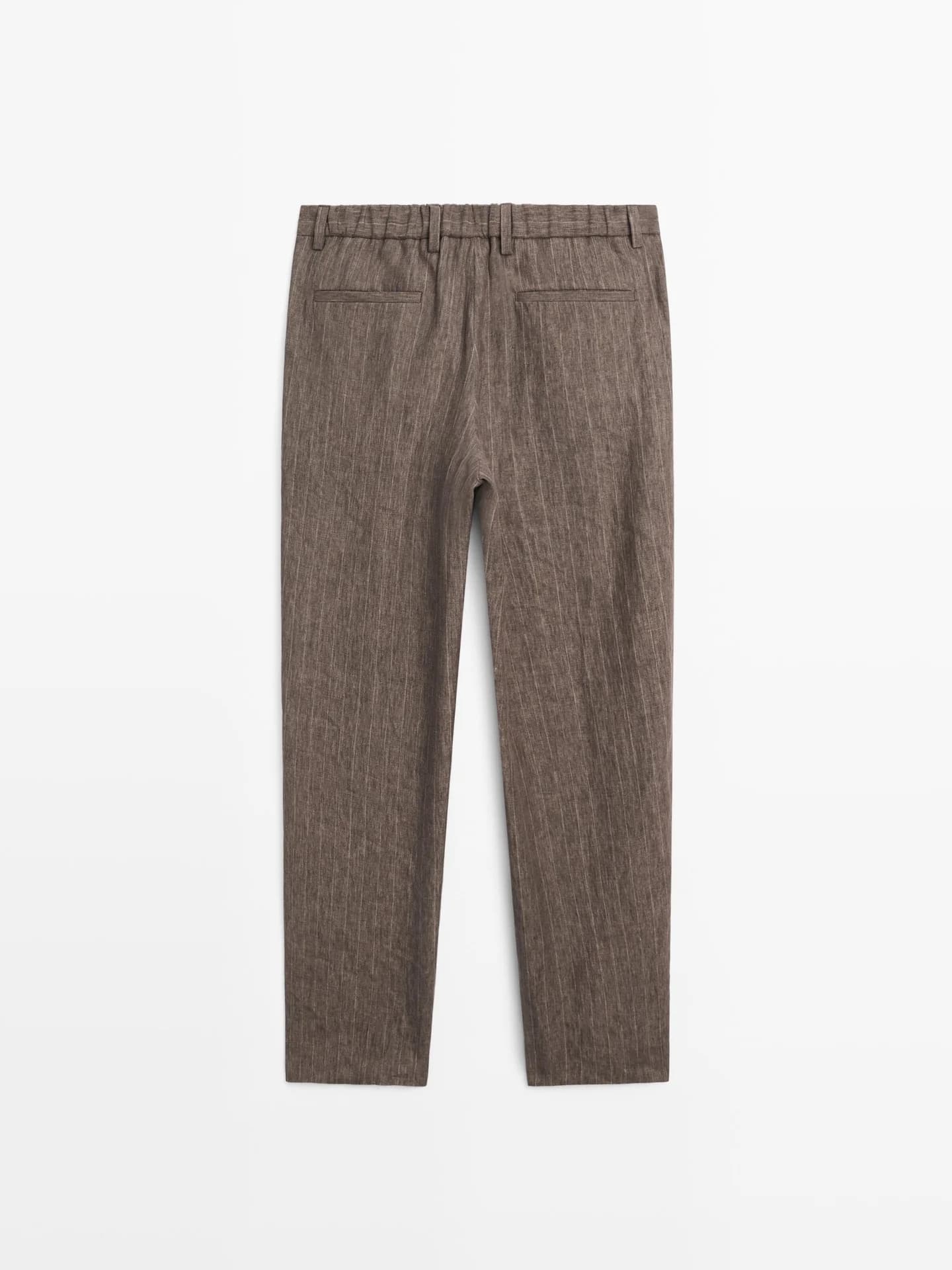 Полосатые льняные брюки - фото 8