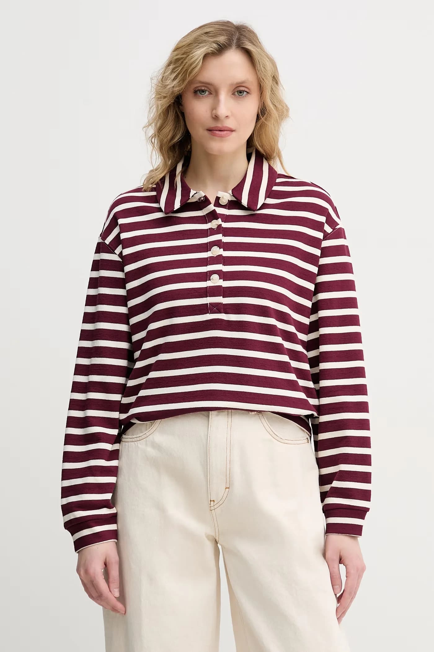 Женская хлопковая рубашка с длинным рукавом