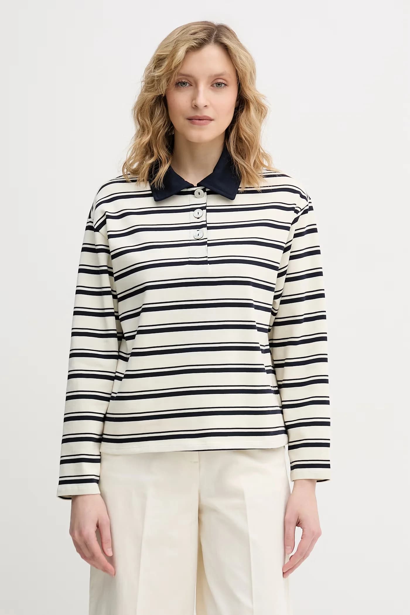 Женская хлопковая рубашка с длинным рукавом