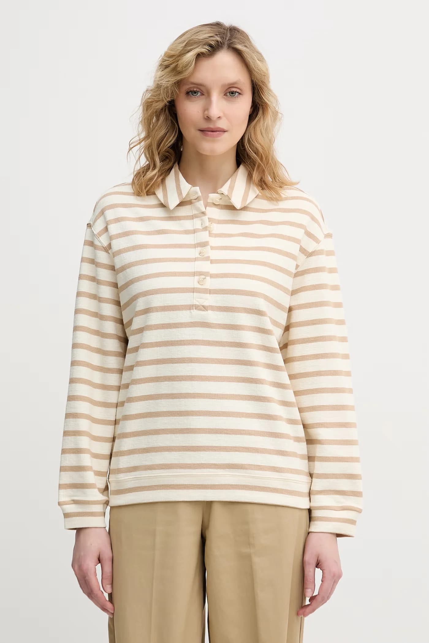 Женская хлопковая рубашка с длинным рукавом