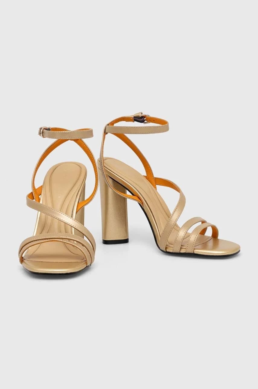 Кожаные босоножки TH GOLD BLOCK HIGH HEEL - фото 2