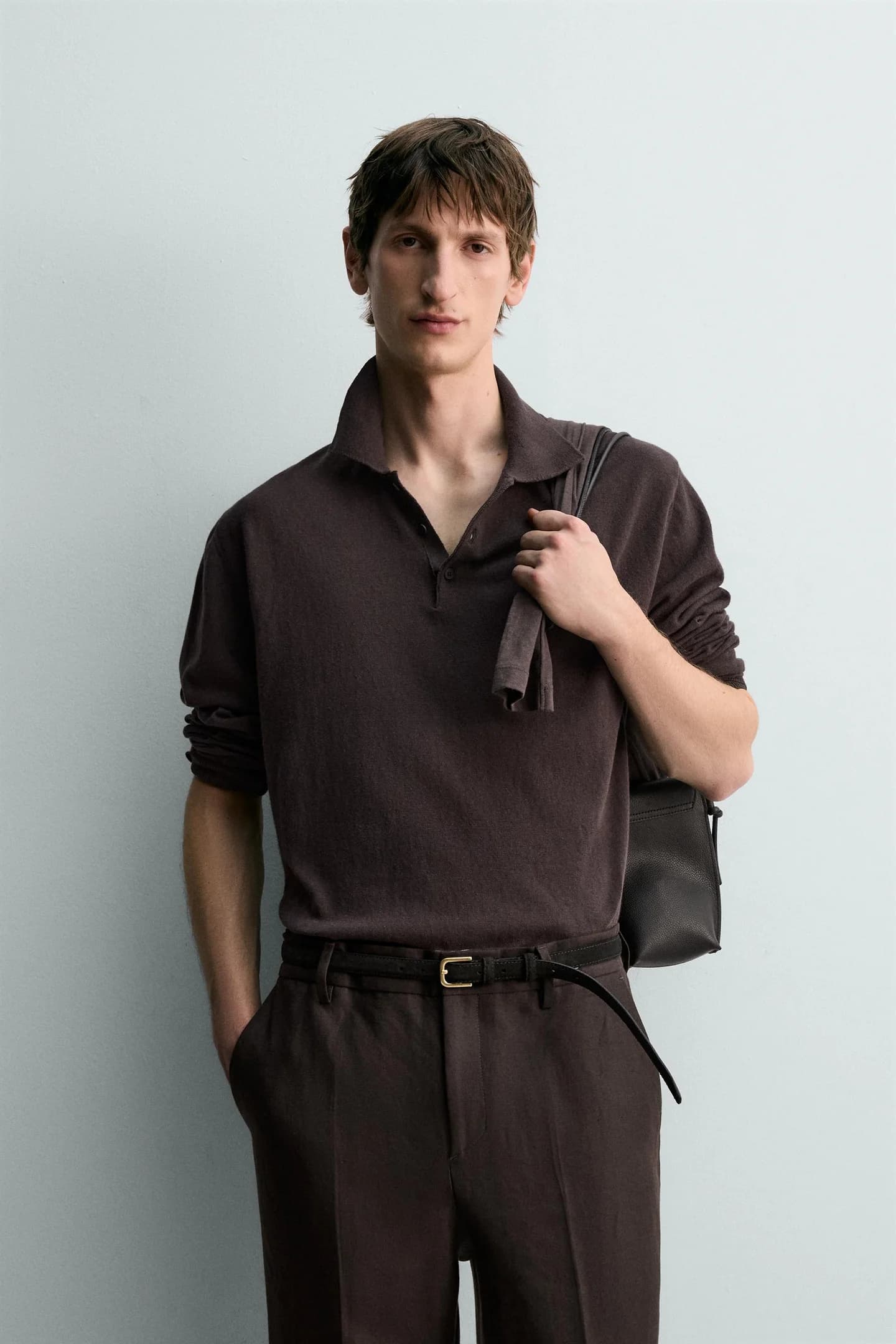 ТРИКОТАЖНАЯ ФУТБОЛКА ПОЛО ИЗ ХЛОПКА И ЛЬНА