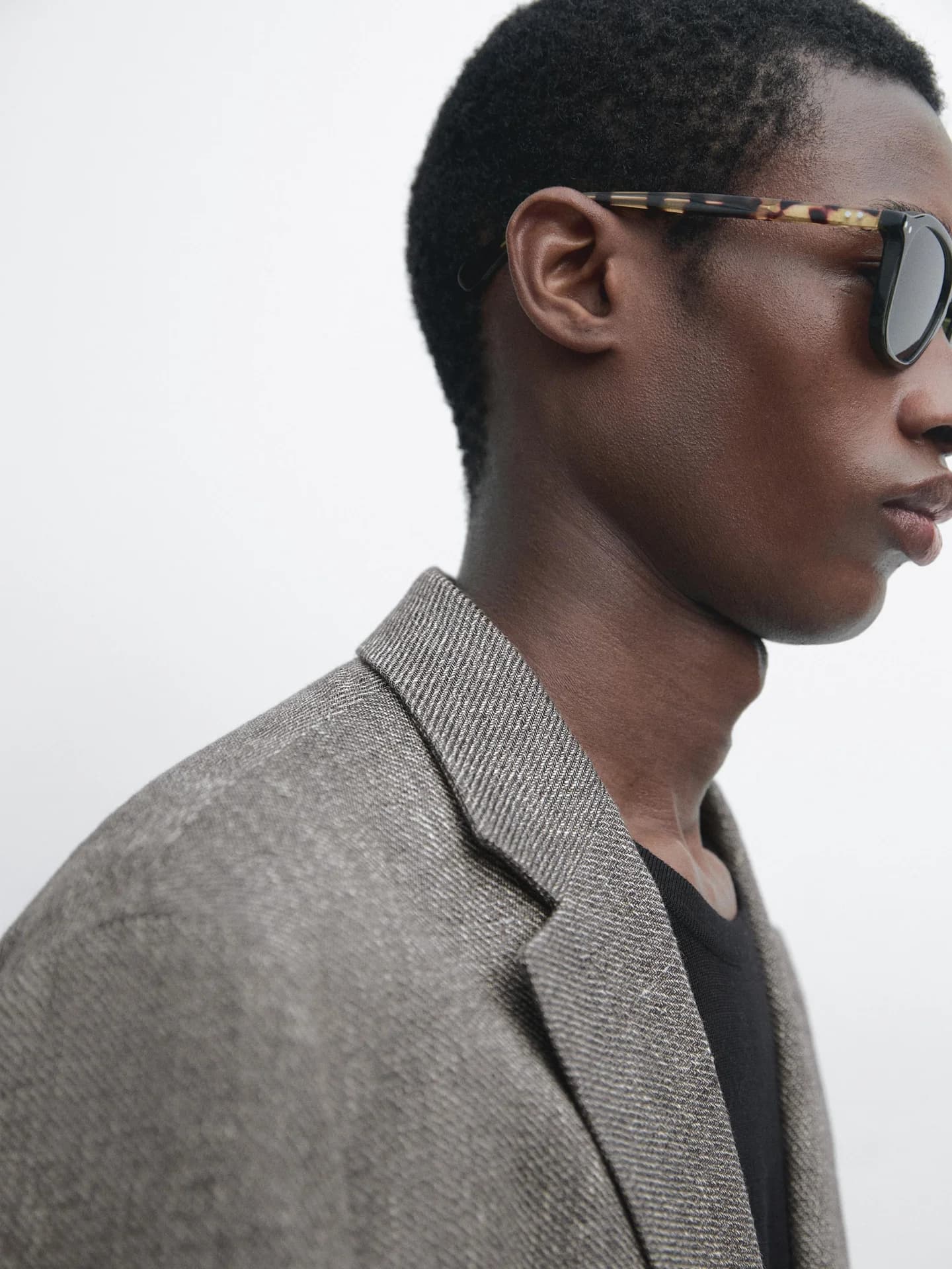 Жакет из смесового льна с узором «елочка», приталенный - фото 7