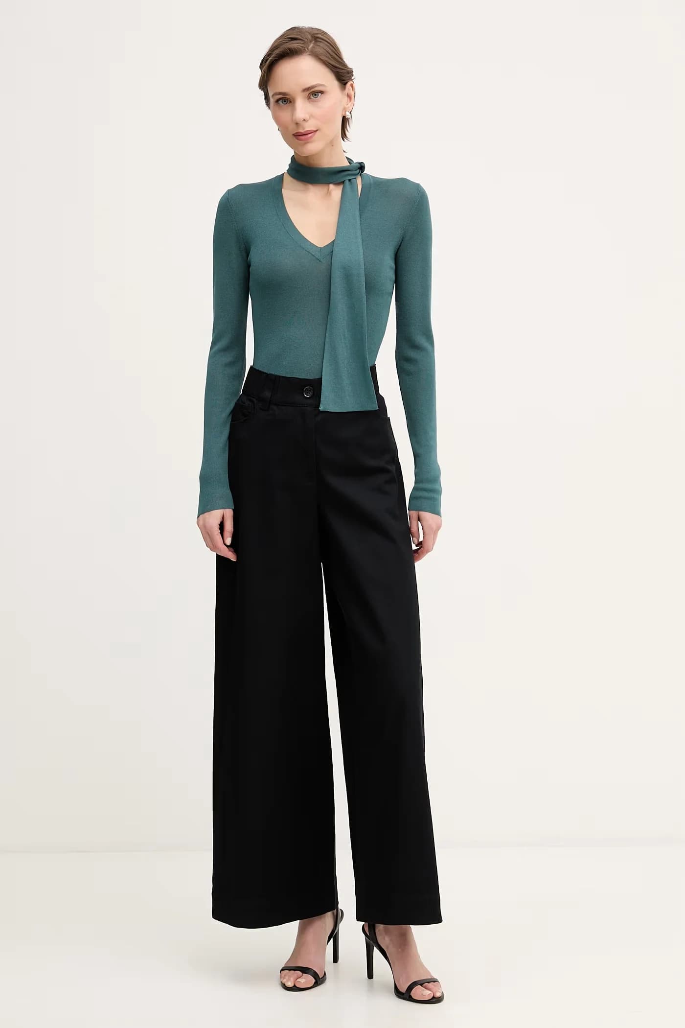 Женские широкие брюки, хлопок с эластаном. - фото 2