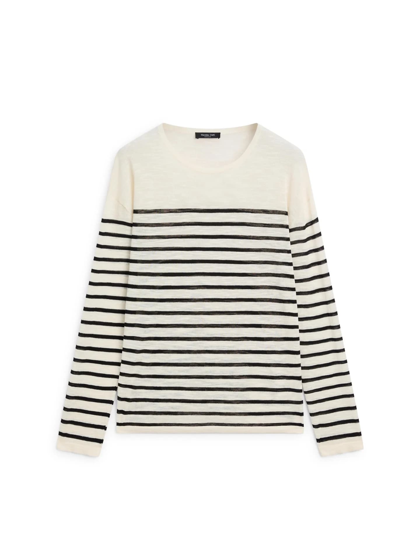 Полосатая футболка с длинными рукавами из смесового хлопка - фото 3