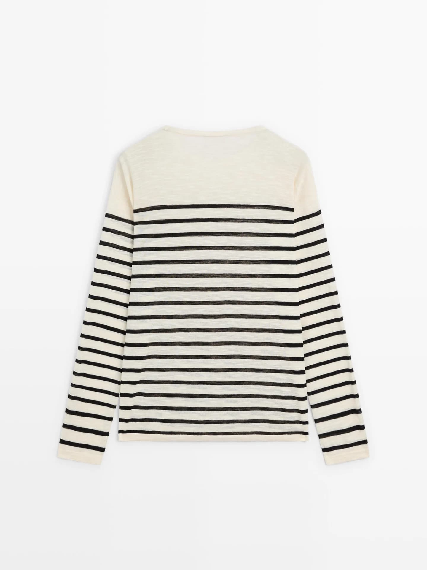Полосатая футболка с длинными рукавами из смесового хлопка - фото 5