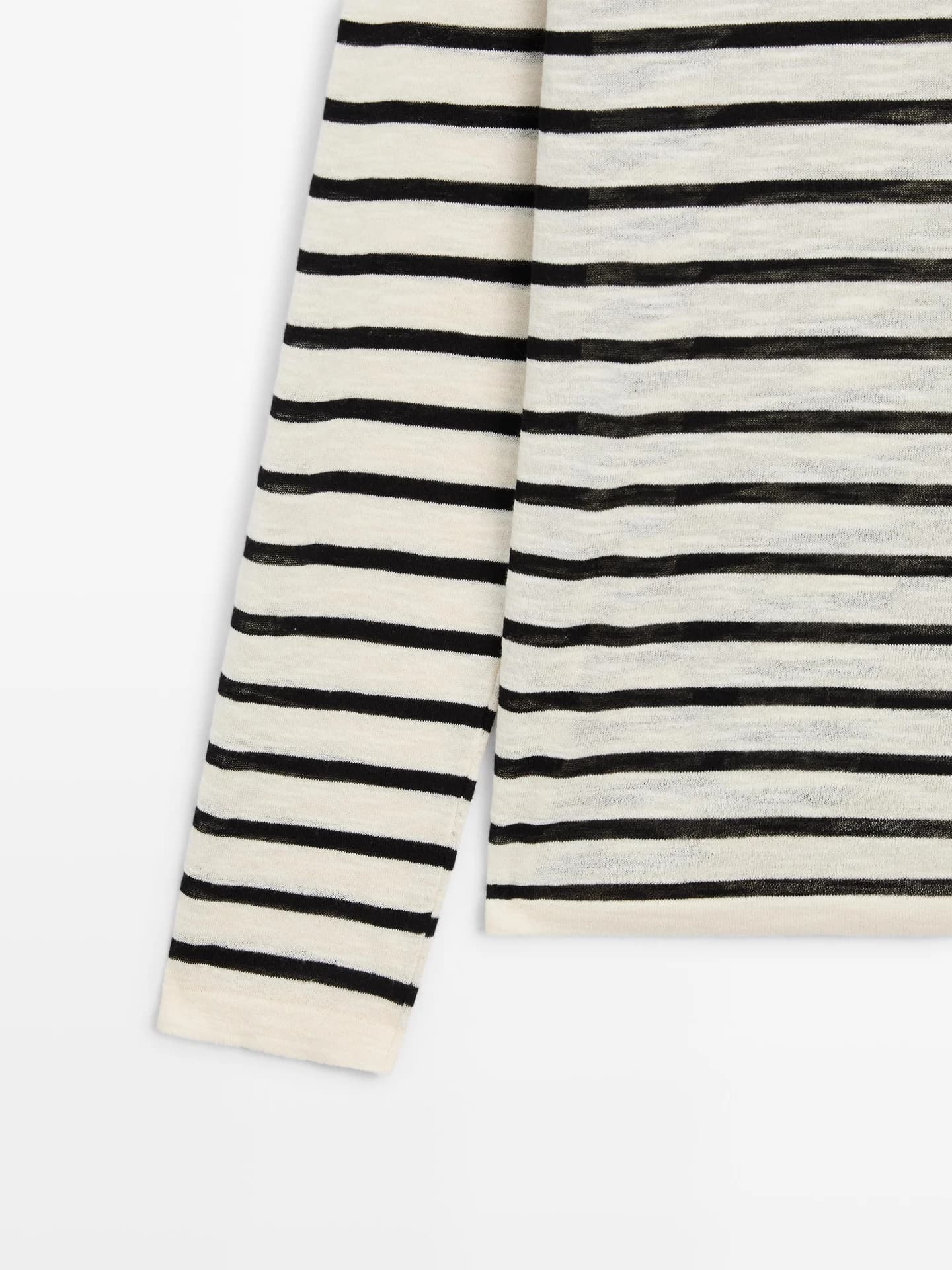 Полосатая футболка с длинными рукавами из смесового хлопка - фото 6
