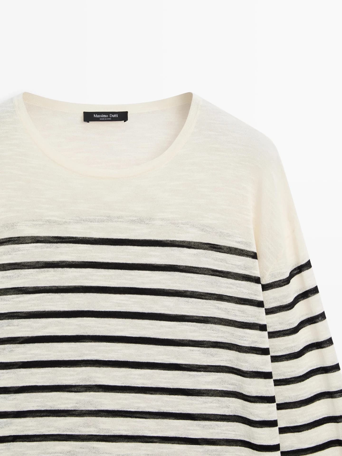 Полосатая футболка с длинными рукавами из смесового хлопка - фото 8