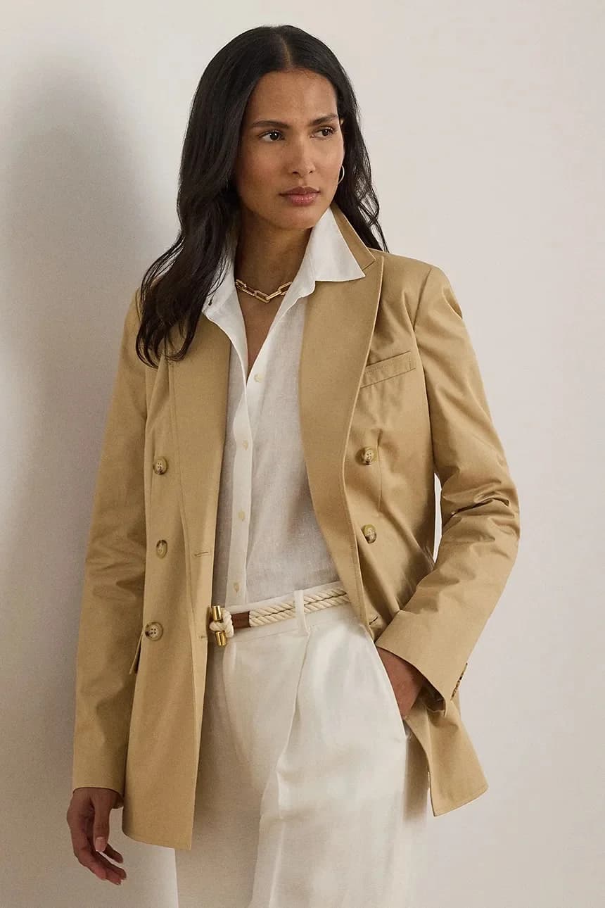 Женская двубортная куртка из хлопка