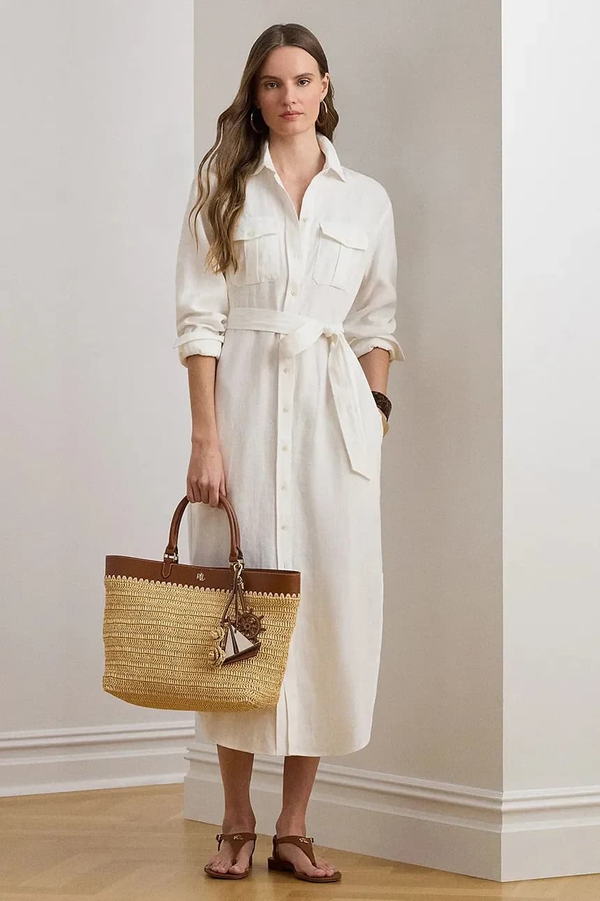 Льняное платье-рубашка