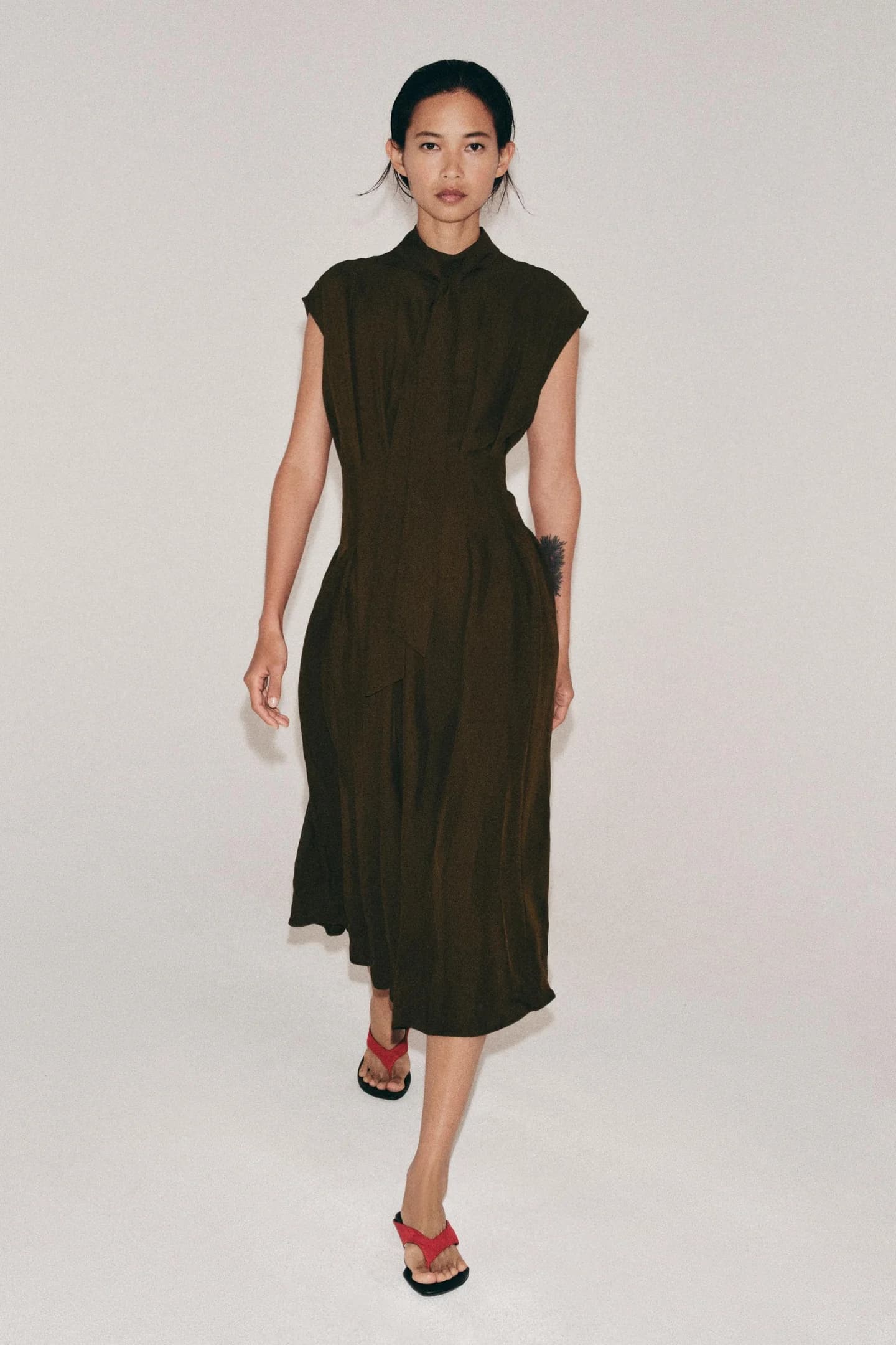 ПЛАТЬЕ МИДИ С ЗАСТЯСКАМИ ИЗ КОЛЛЕКЦИИ ZW - фото 2