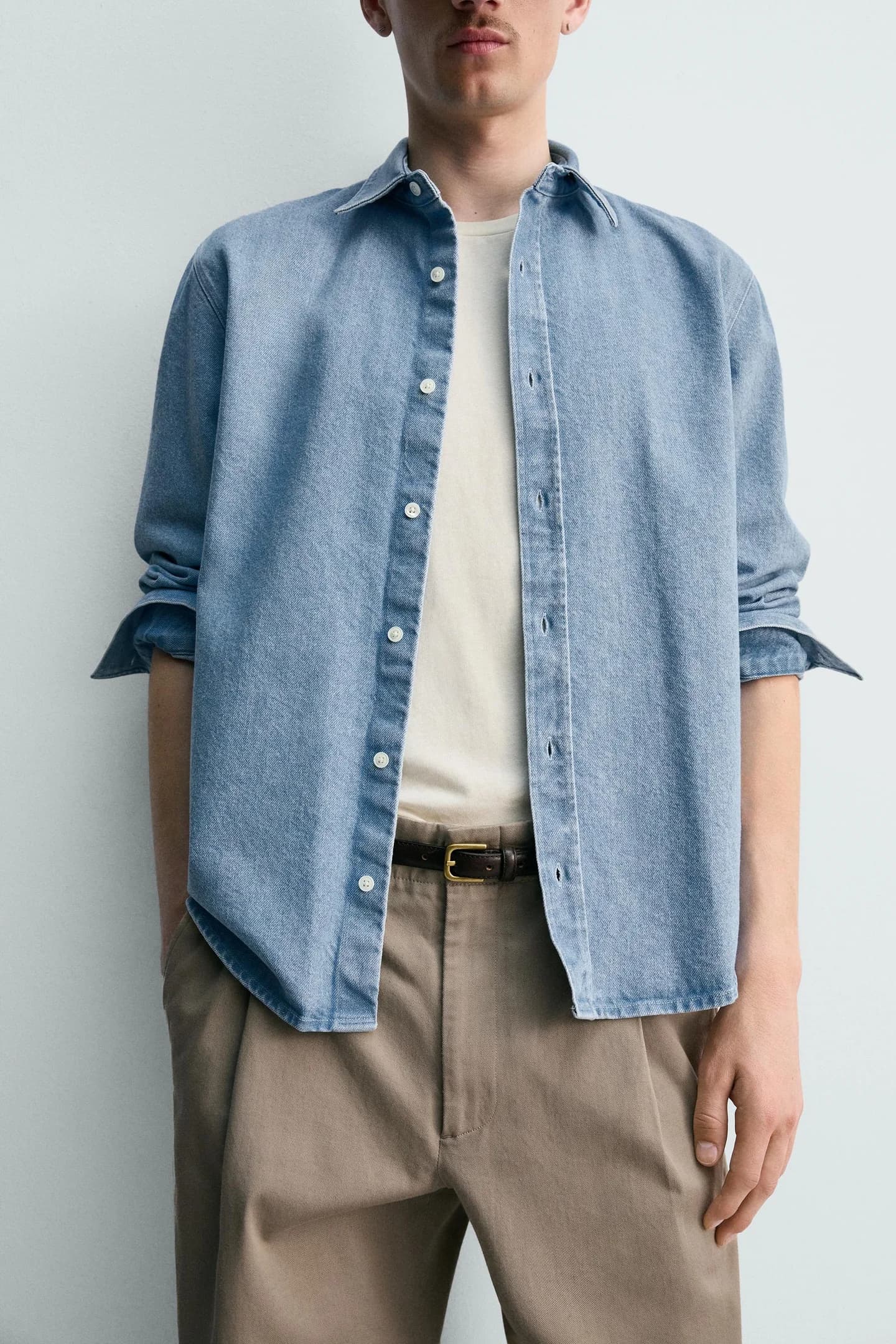 ДЖИНСОВАЯ РУБАШКА С ЭФФЕКТОМ СТИРКИ, СТАНДАРТНЫЙ КРАСОК