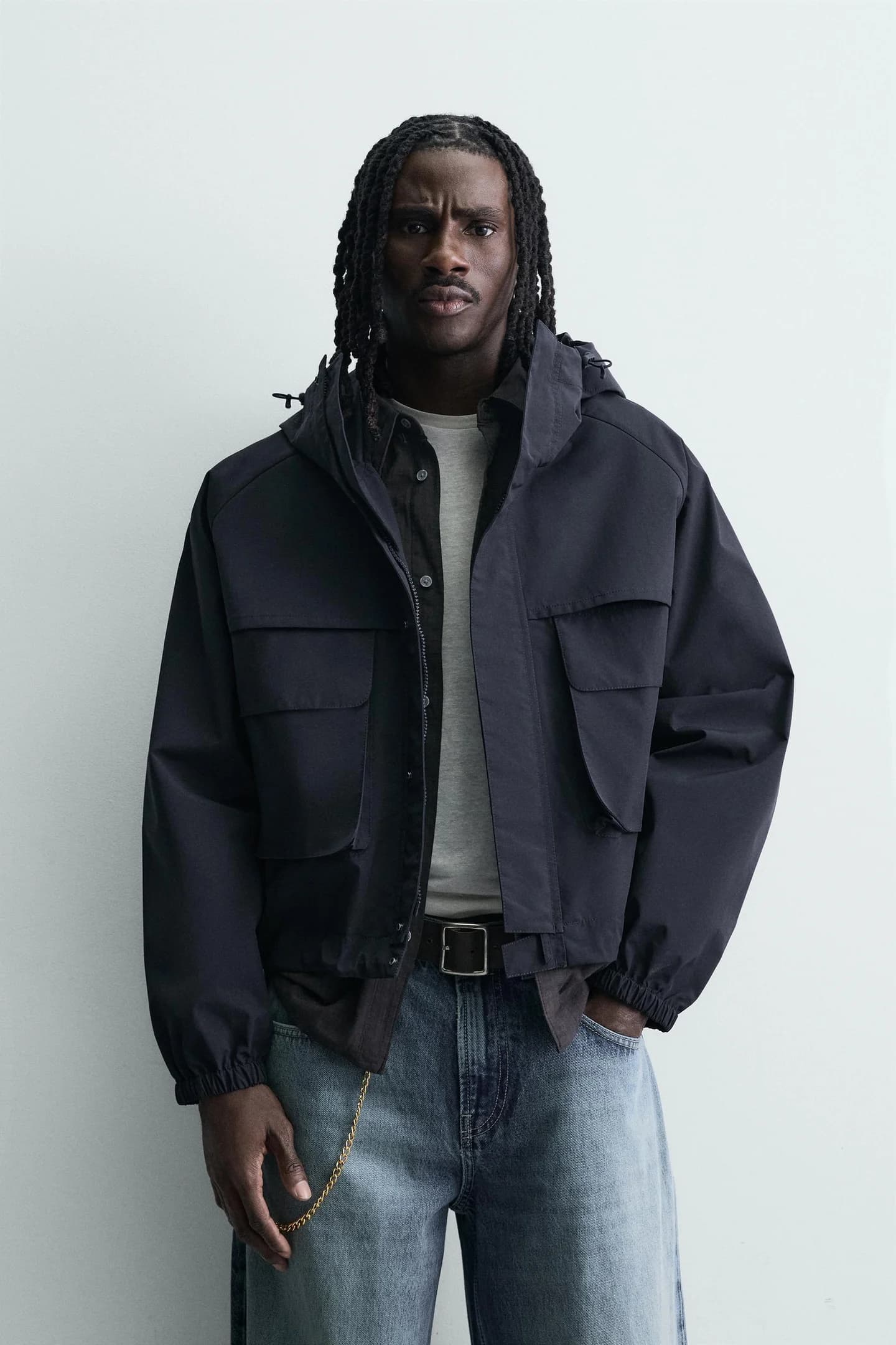 УКОРОЧЕННАЯ КУРТКА ИЗ ГИДРОФОБНОЙ ТКАНИ - фото 2