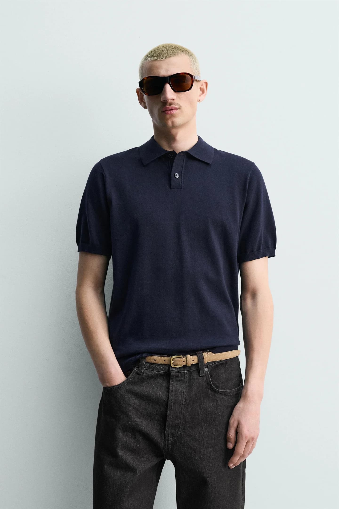 ТРИКОТАЖНАЯ РУБАШКА ПОЛО СТАНДАРТНОГО КРОЯ - фото 4