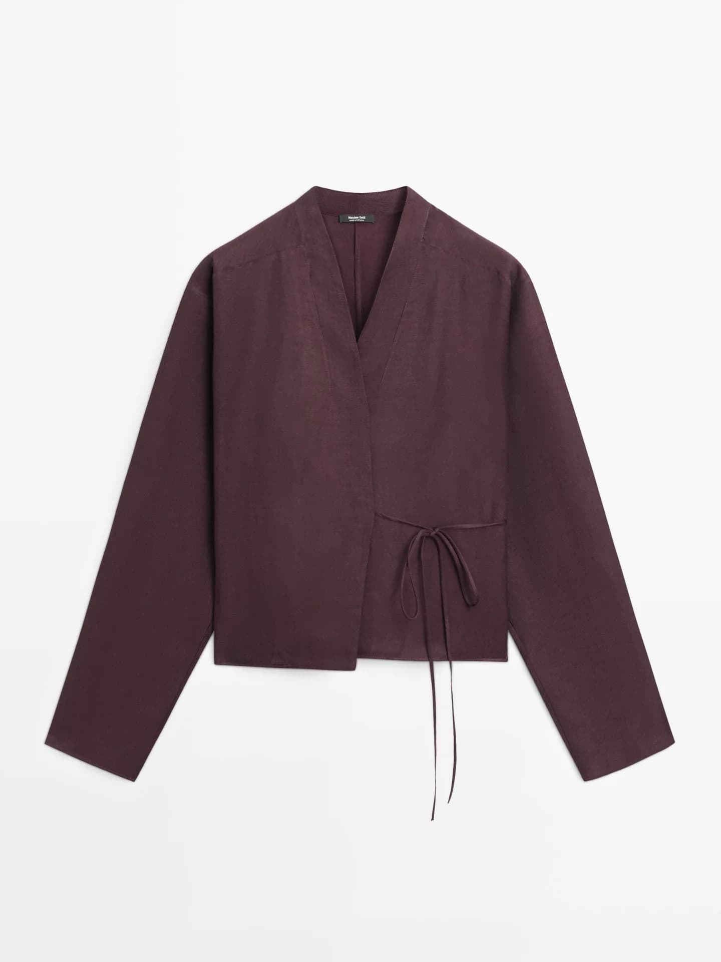 Льняная рубашка с завязками - фото 5