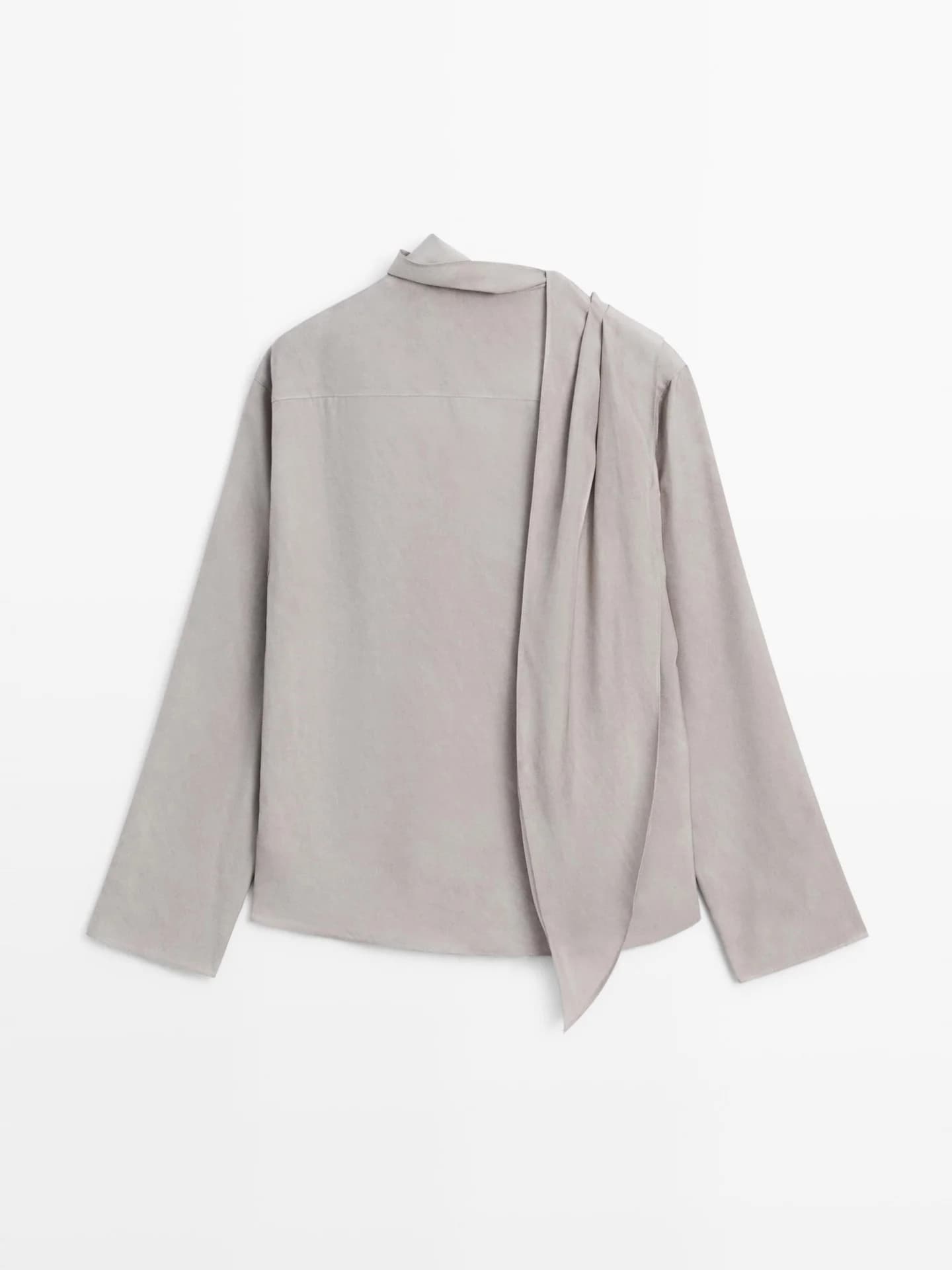 Свободная рубашка с деталью шарфа - фото 8