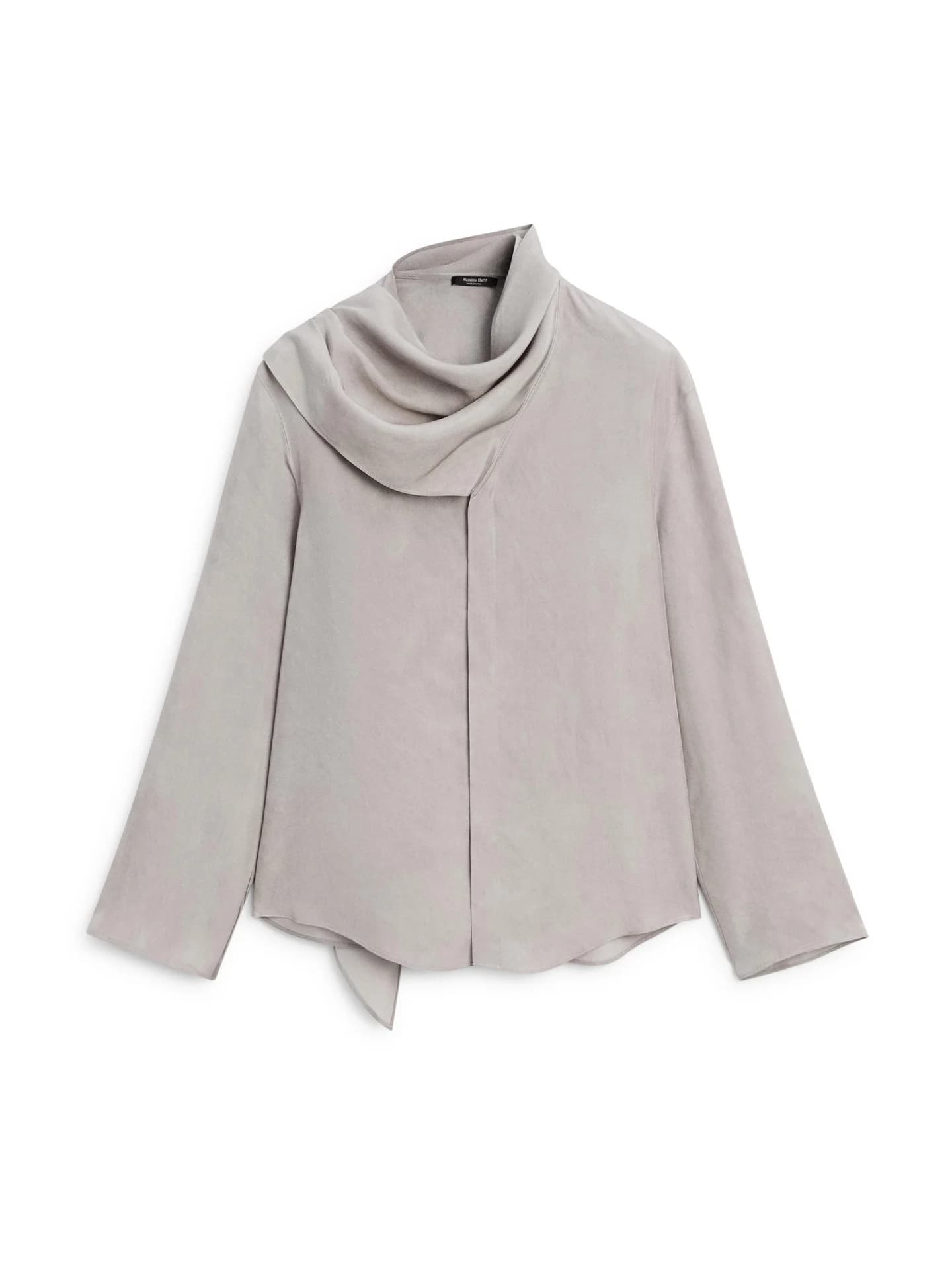 Свободная рубашка с деталью шарфа - фото 9