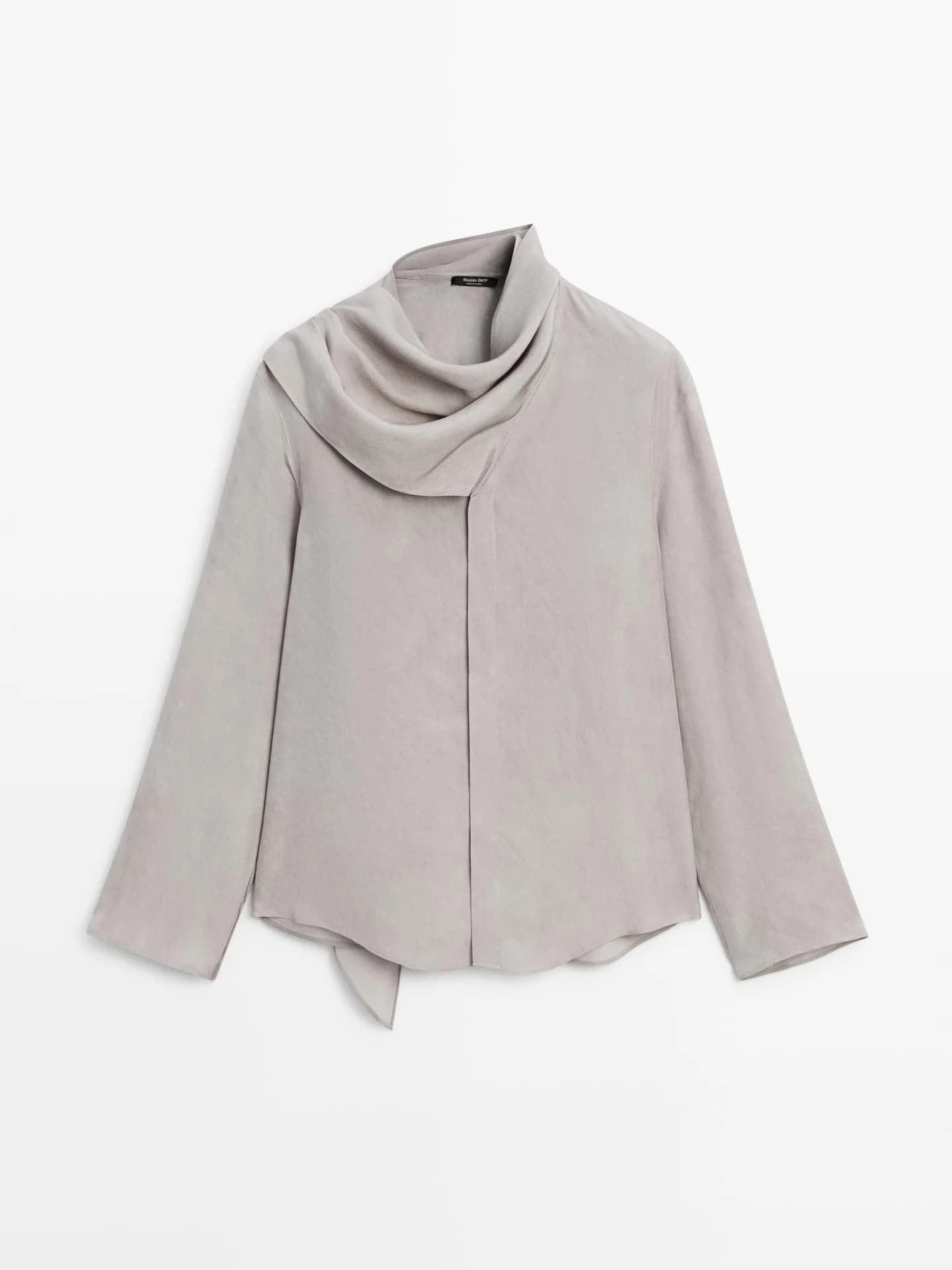 Свободная рубашка с деталью шарфа - фото 10