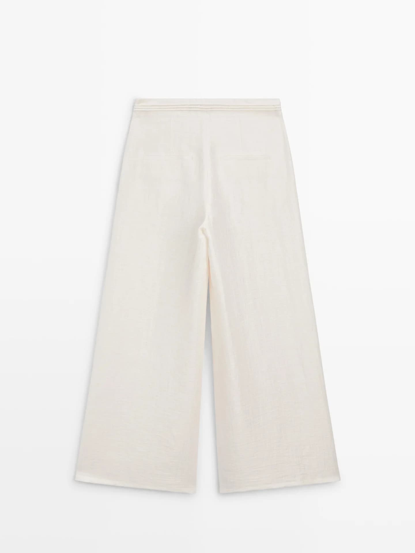 Свободные брюки с деталями на талии из смесового льна. - фото 2