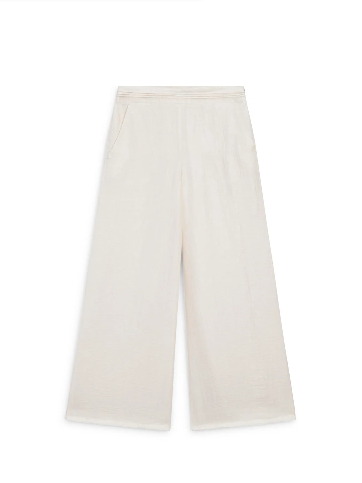 Свободные брюки с деталями на талии из смесового льна. - фото 4