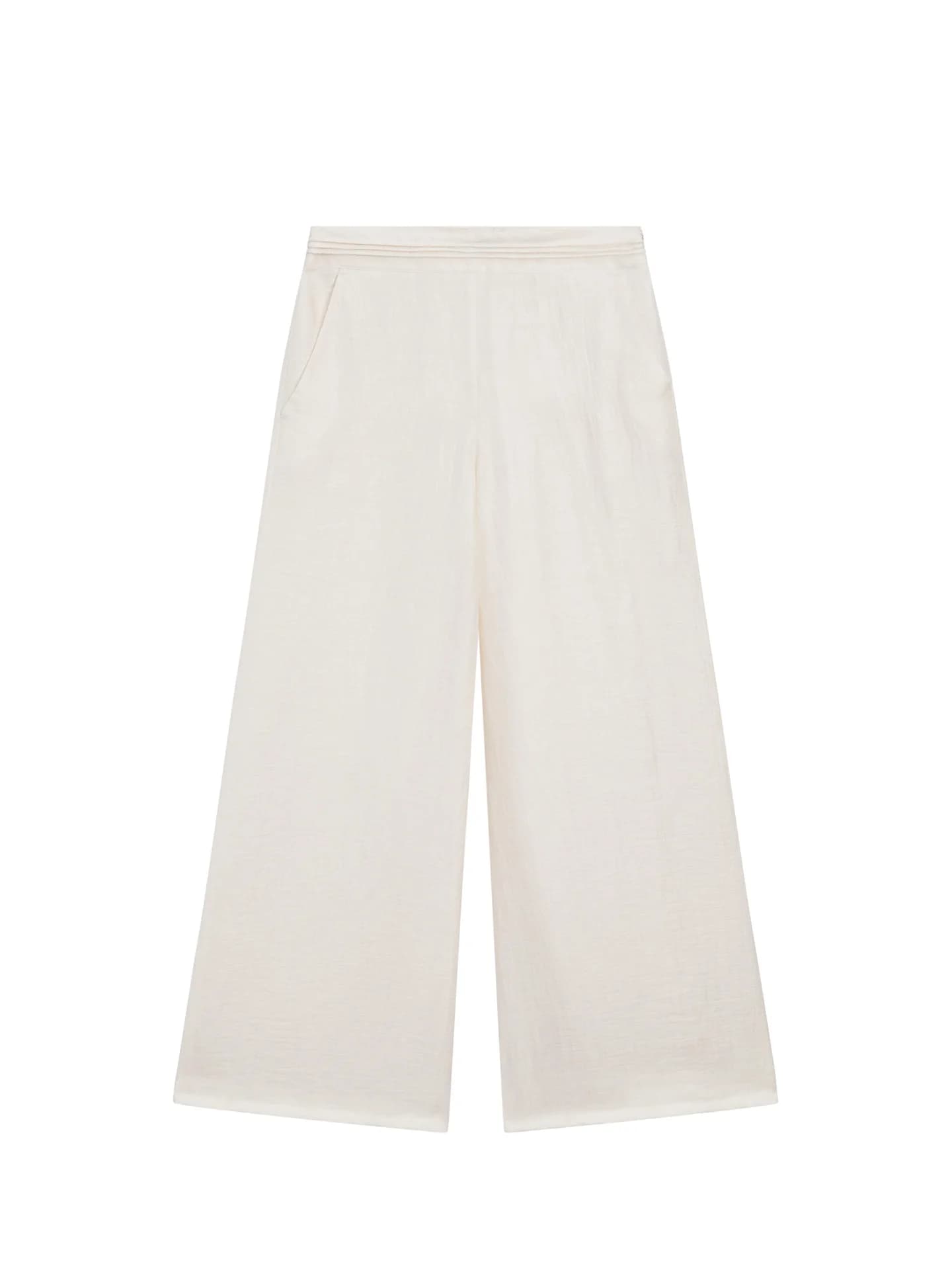 Свободные брюки с деталями на талии из смесового льна. - фото 6