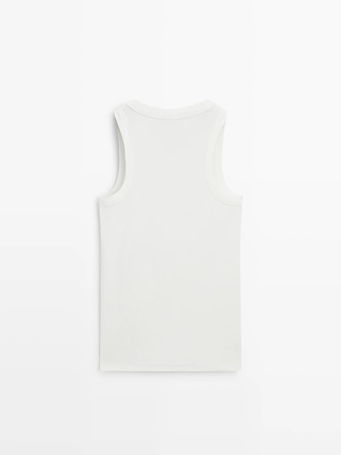 Футболка с бретельками из смесового хлопка - фото 6