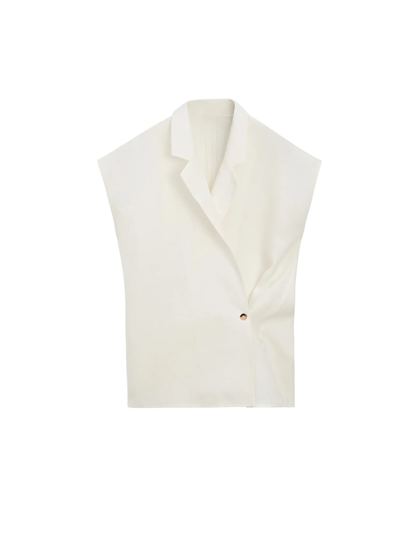 Льняной жилет на пуговицах - фото 7