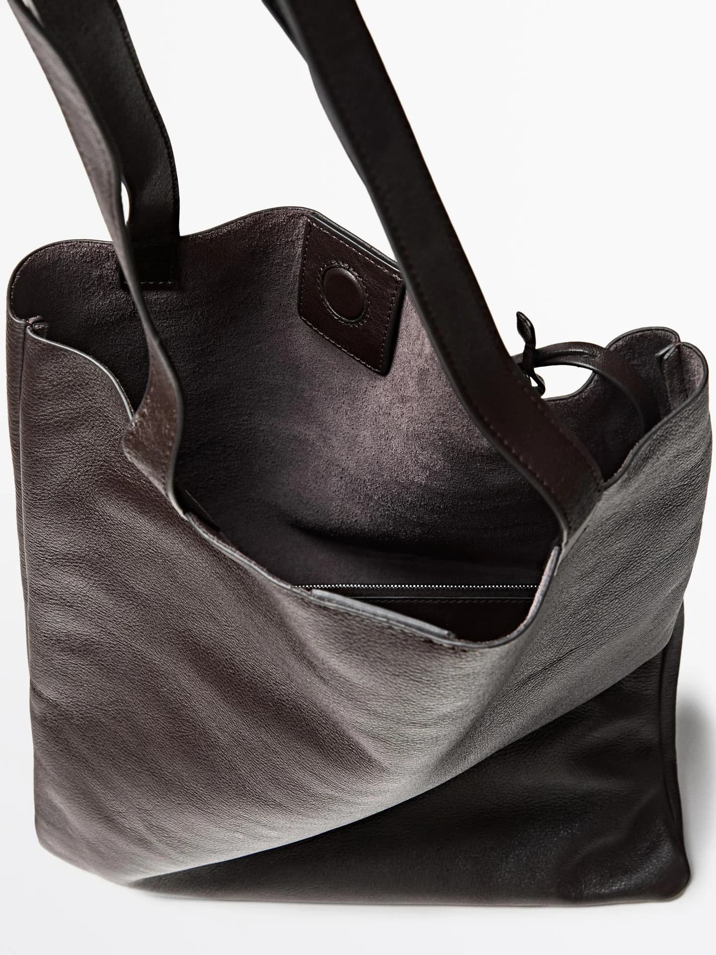 Сумка-шоппер с деталями клатча из кожи наппа - фото 5