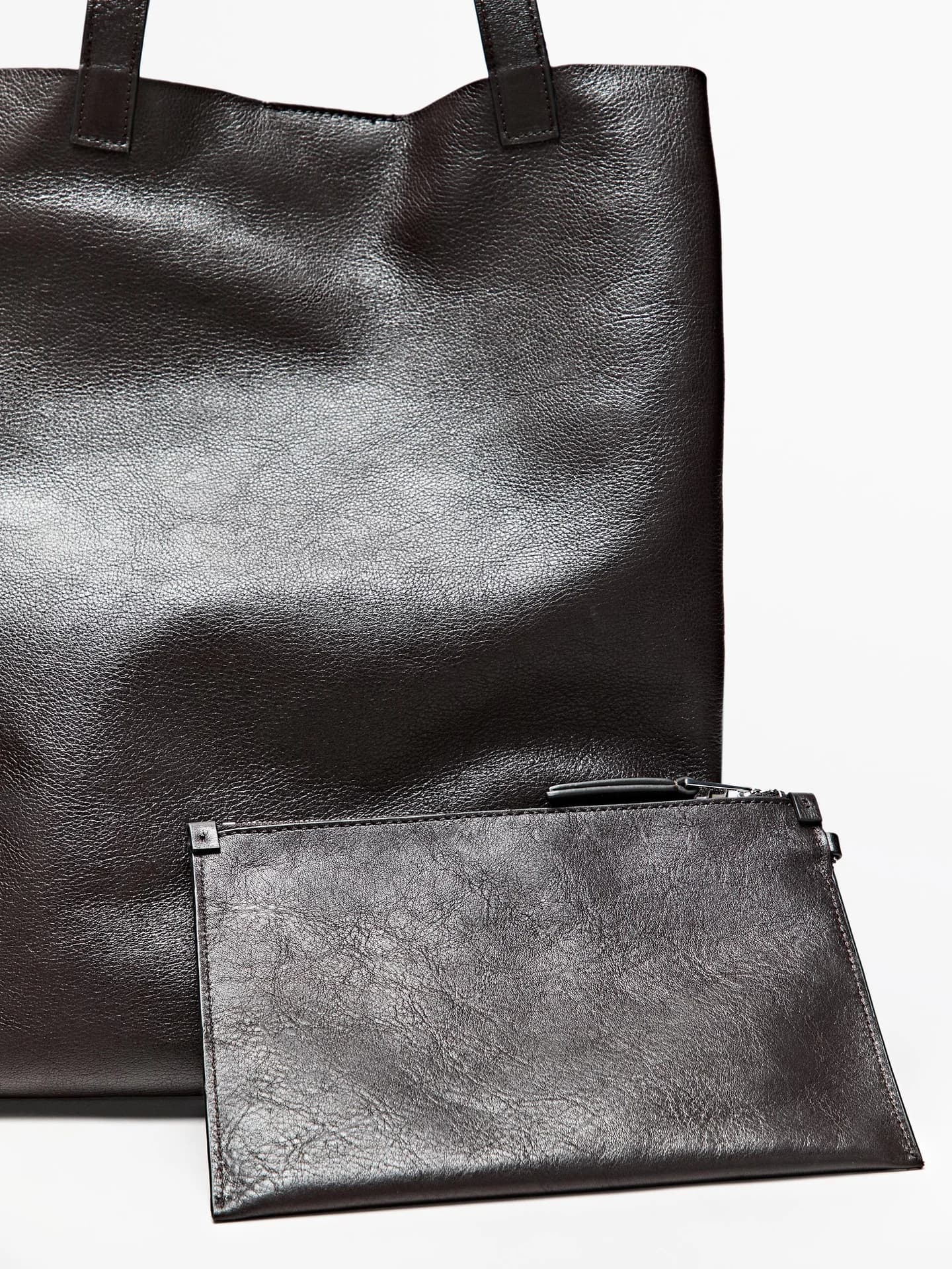 Сумка-шоппер с деталями клатча из кожи наппа - фото 7