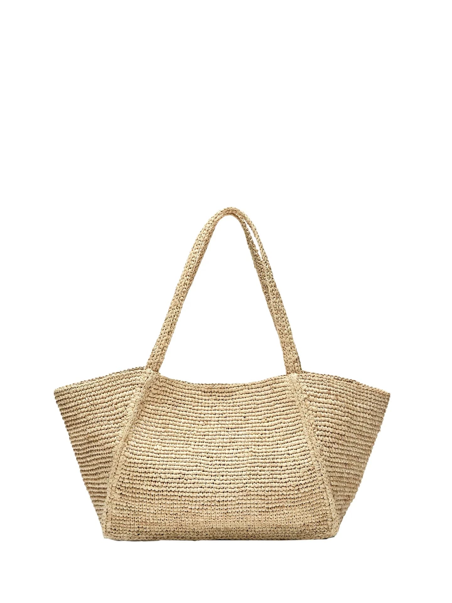 Сумка-шоппер среднего размера из 100% рафии. - фото 5