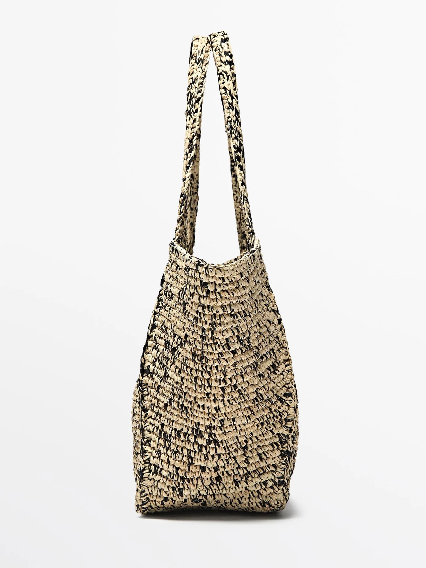 Сумка-шоппер среднего размера из 100% рафии. - фото 2