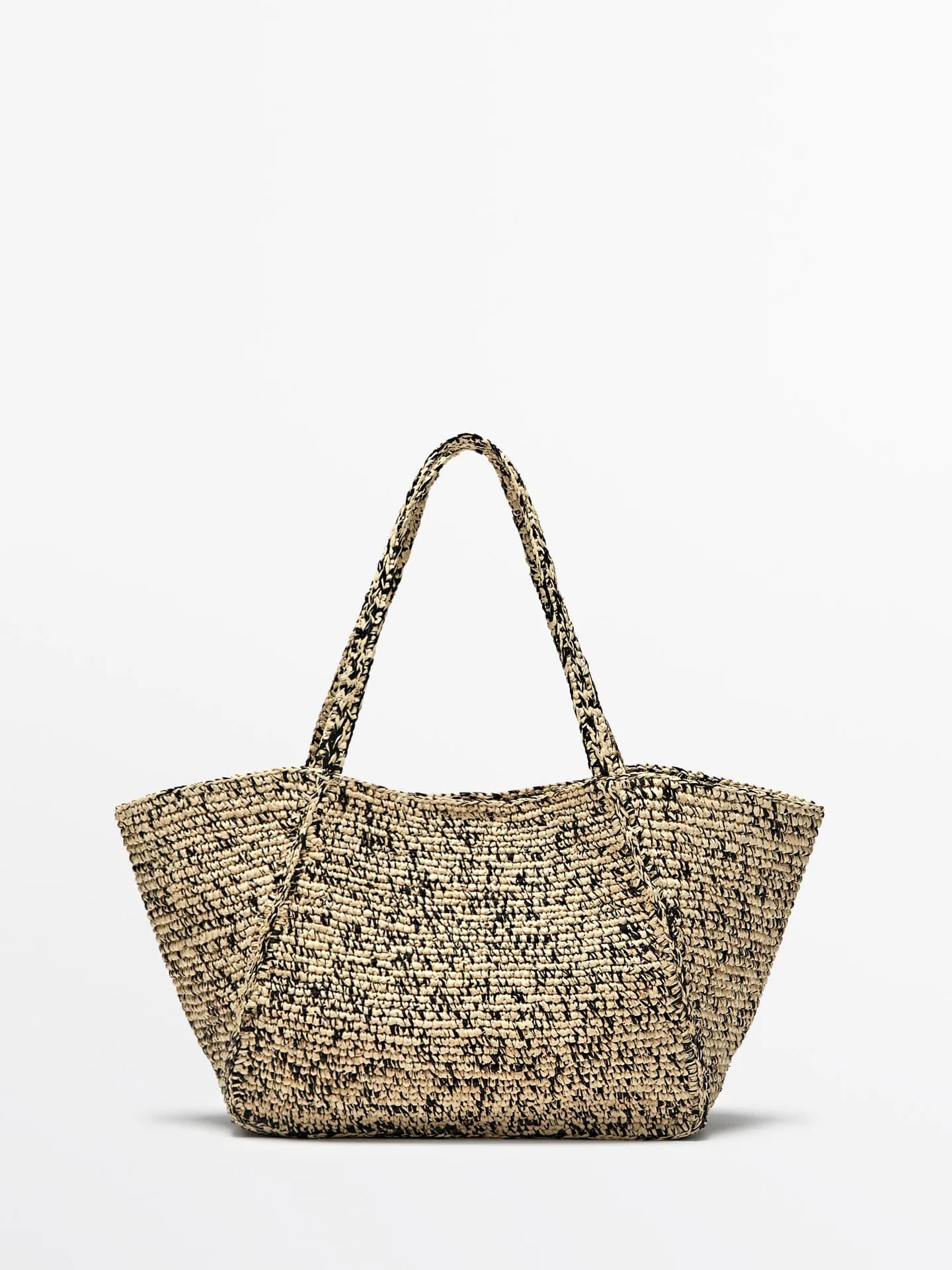 Сумка-шоппер среднего размера из 100% рафии. - фото 4
